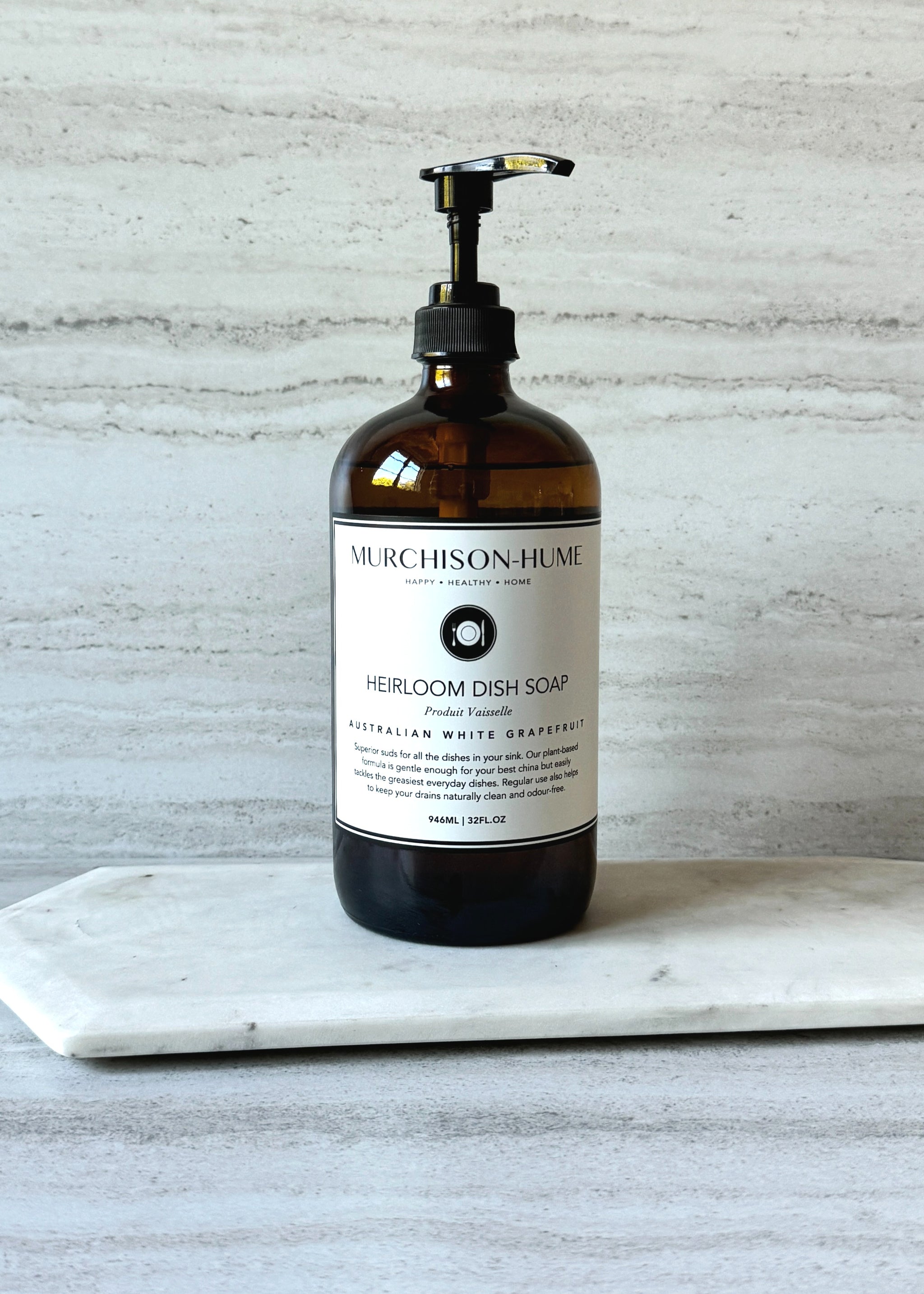 Heirloom Dish Soap in Amber Glass Bottle | Scent: Australian White Grapefruit | Size: 32oz Glass Bottle Refurbished - Murchison-Hume refurbished available on Cerqular