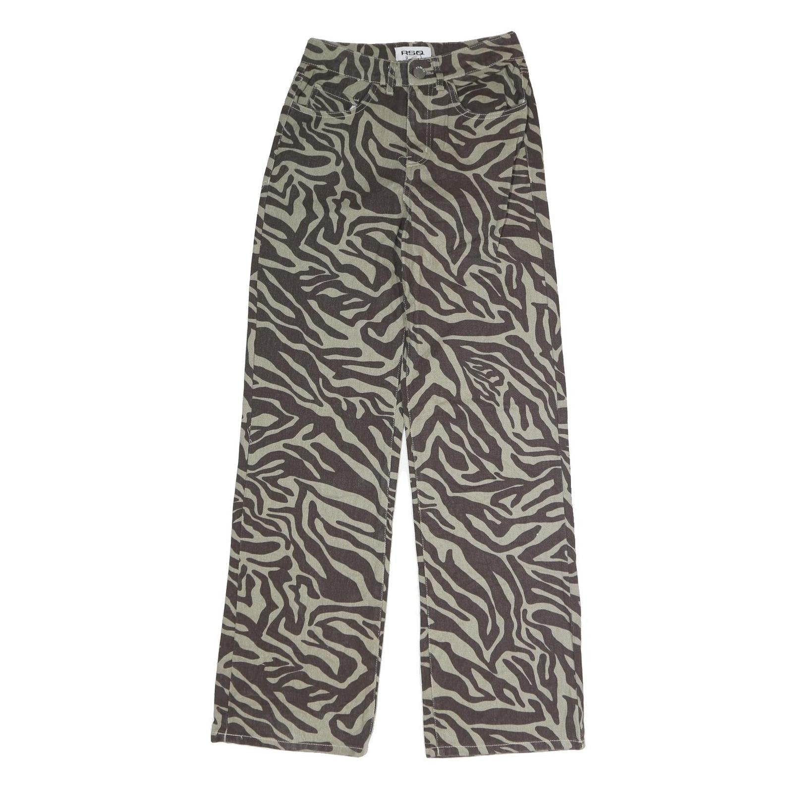 RSQ Womens Regular Fit Wide-Leg Denim Cotton Blend Zebra Print W26 L31 Button Refurbished - N/A refurbished available on Cerqular