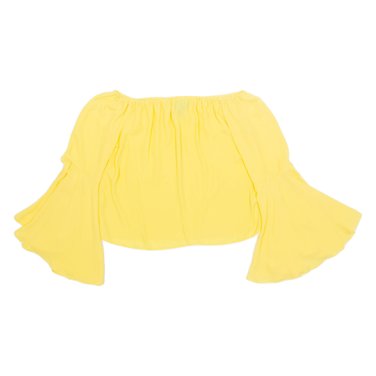 NEW LOOK Cropped Womens Off Shoulder Blouse Yellow Long Sleeve UK 8 Refurbished - N/A refurbished available on Cerqular