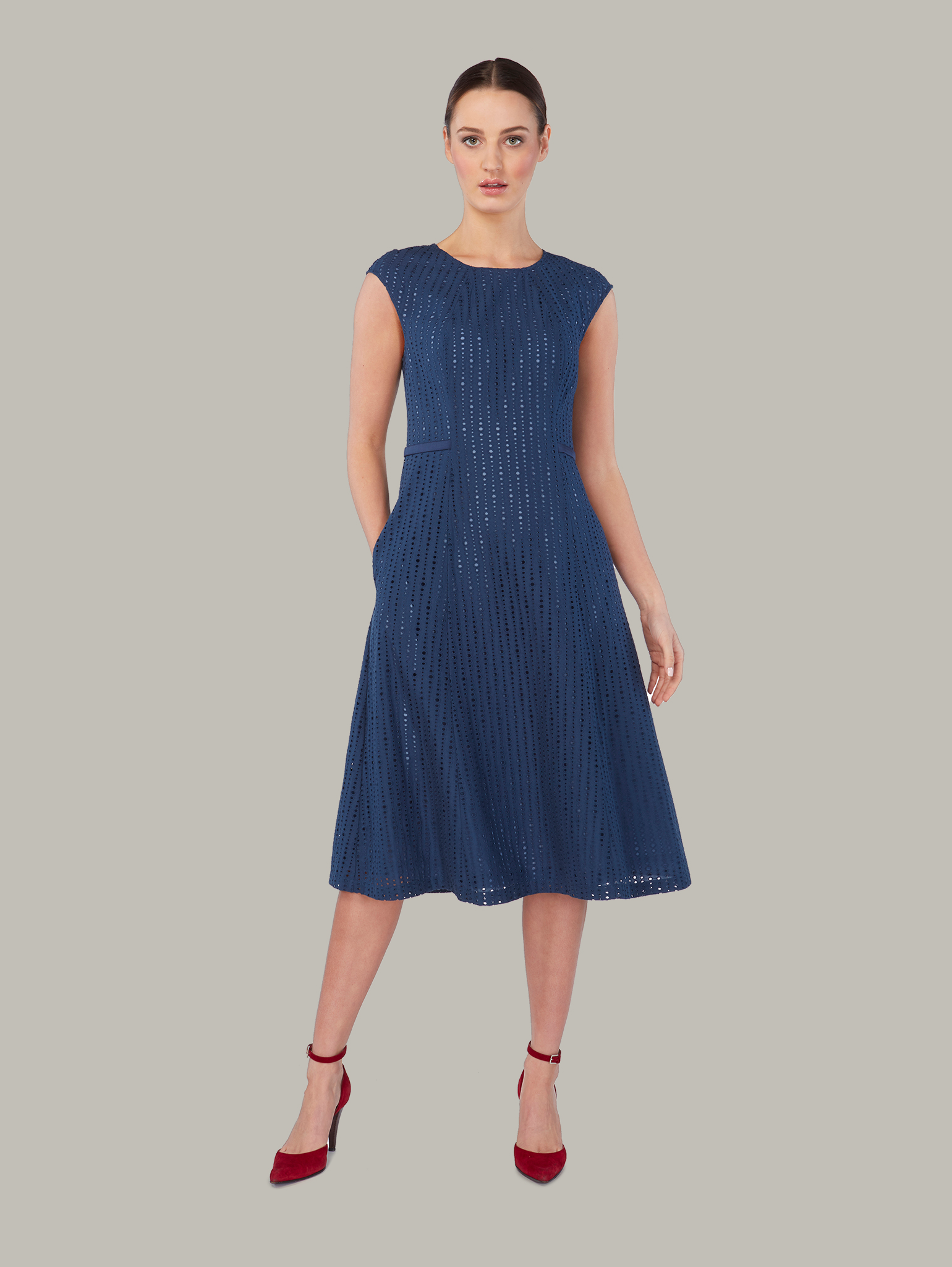 PETAL | Broderie Anglaise A-Line Dress | Colour: INSIGNIA BLUE | Size: XS Refurbished - N/A refurbished available on Cerqular