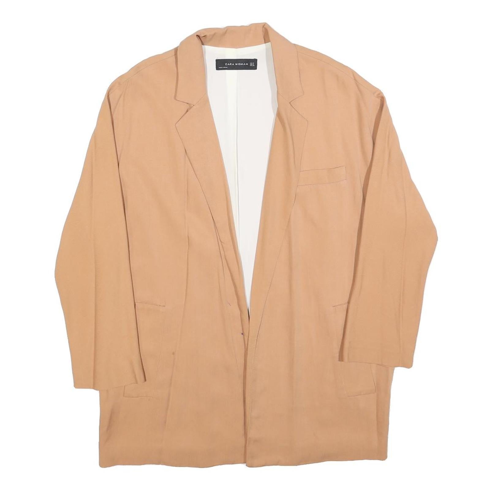 ZARA WOMAN Womens Beige Oversized Jacket S Polyester Blend Plain Lightweight Refurbished - N/A refurbished available on Cerqular