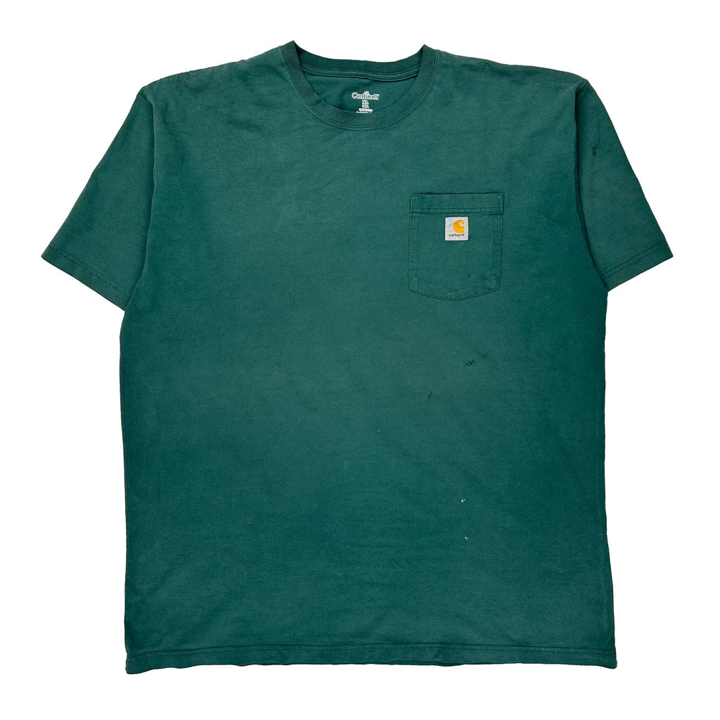 Carhartt Tall T-Shirt - XL Green Cotton Refurbished - Thrifted (note: this is a term often used to describe second- refurbished available on Cerqular