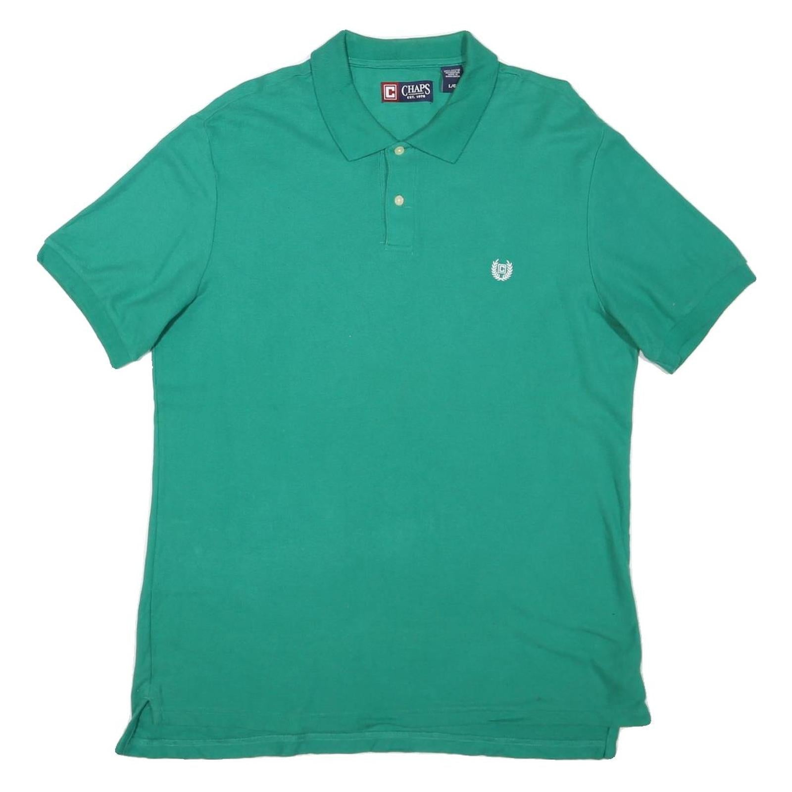 CHAPS Mens Green Polo Shirt L Cotton Blend Short Sleeve Plain Casual Refurbished - N/A refurbished available on Cerqular