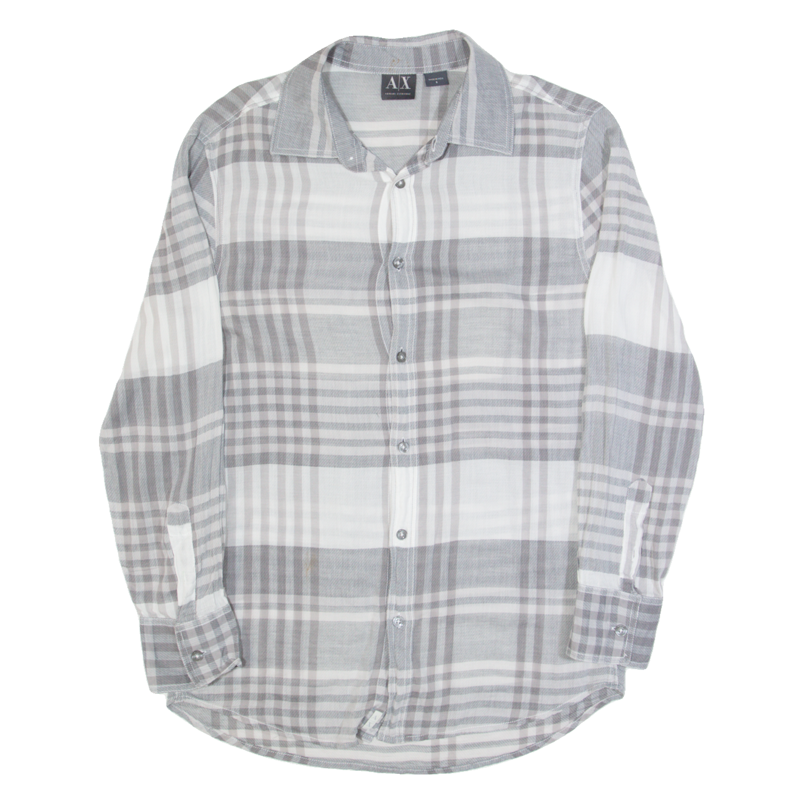 ARMANI EXCHANGE Mens Shirt Grey Check Long Sleeve S Refurbished - N/A refurbished available on Cerqular