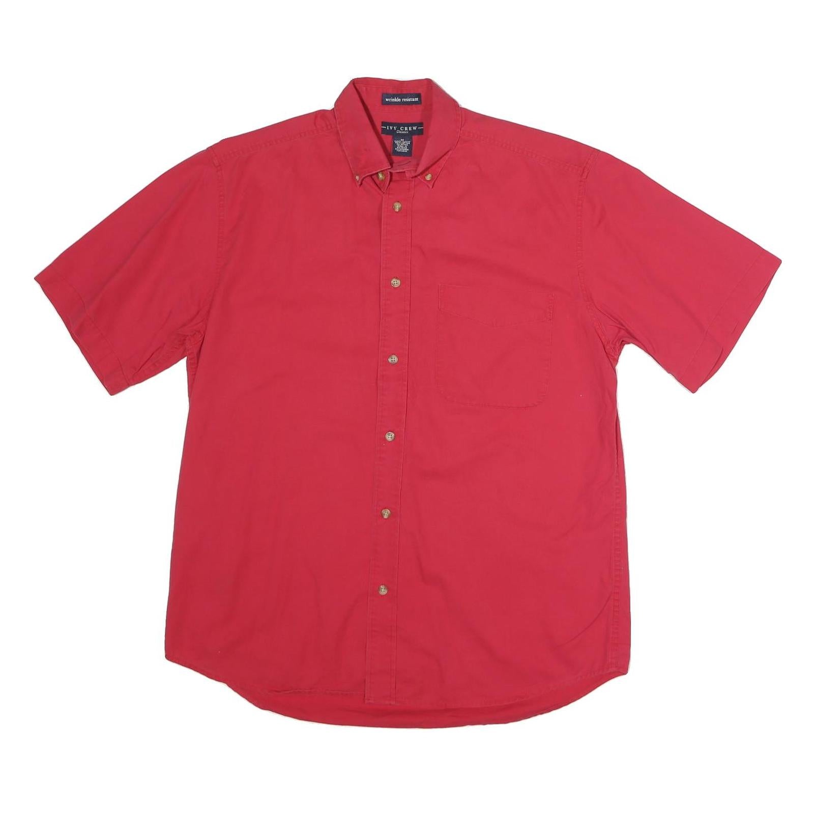 IVY CREW Mens Red Cotton Button Down Shirt M Classic Short Sleeve Casual Refurbished - N/A refurbished available on Cerqular