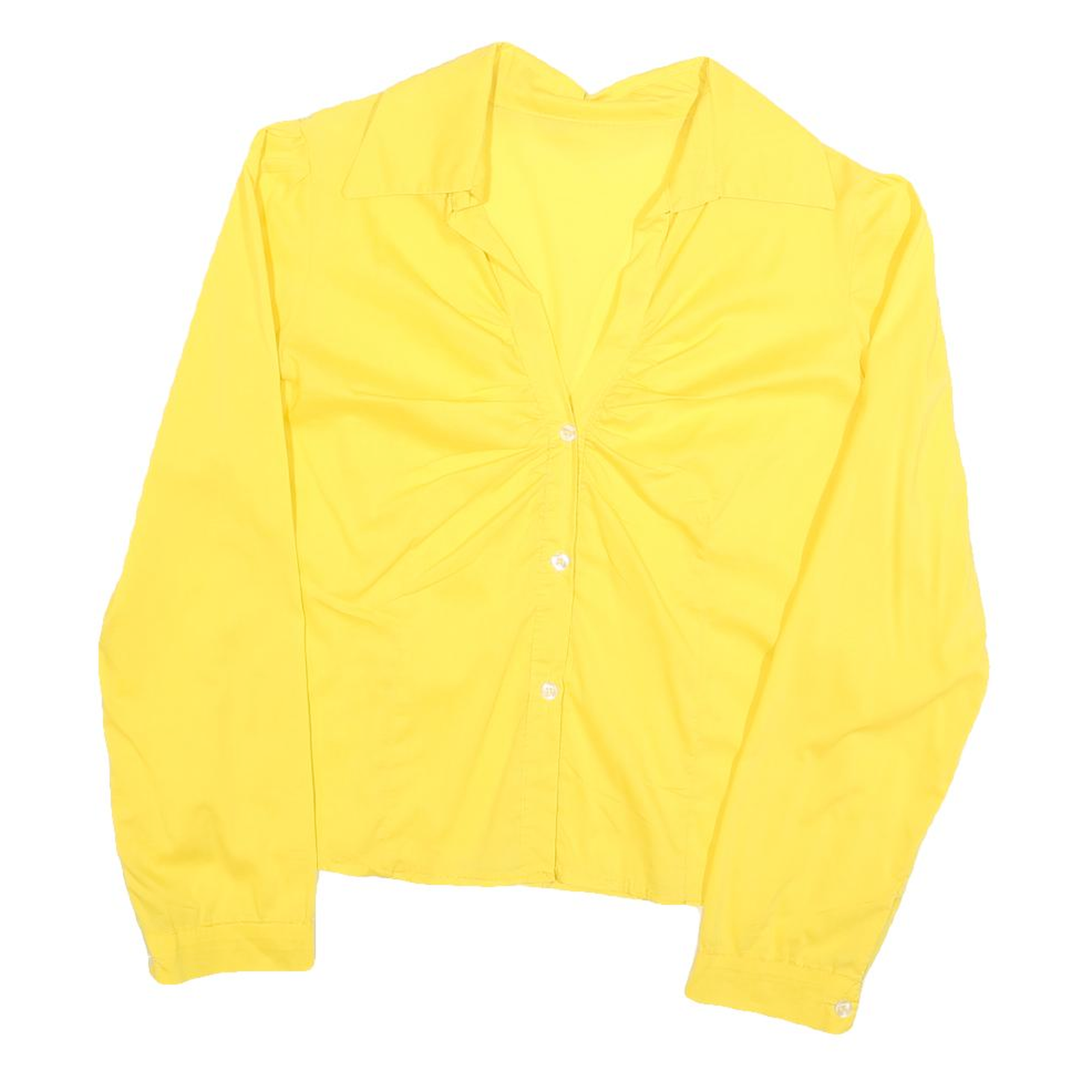 Buy Womens Yellow Plain Shirt Long Sleeve Collared M Button Up Ruched Front Refurbished - $15.59 Womens Yellow Plain Shirt Long Sleeve Collared M Button Up Ruched Front Refurbished - N/A refurbished available on Cerqular