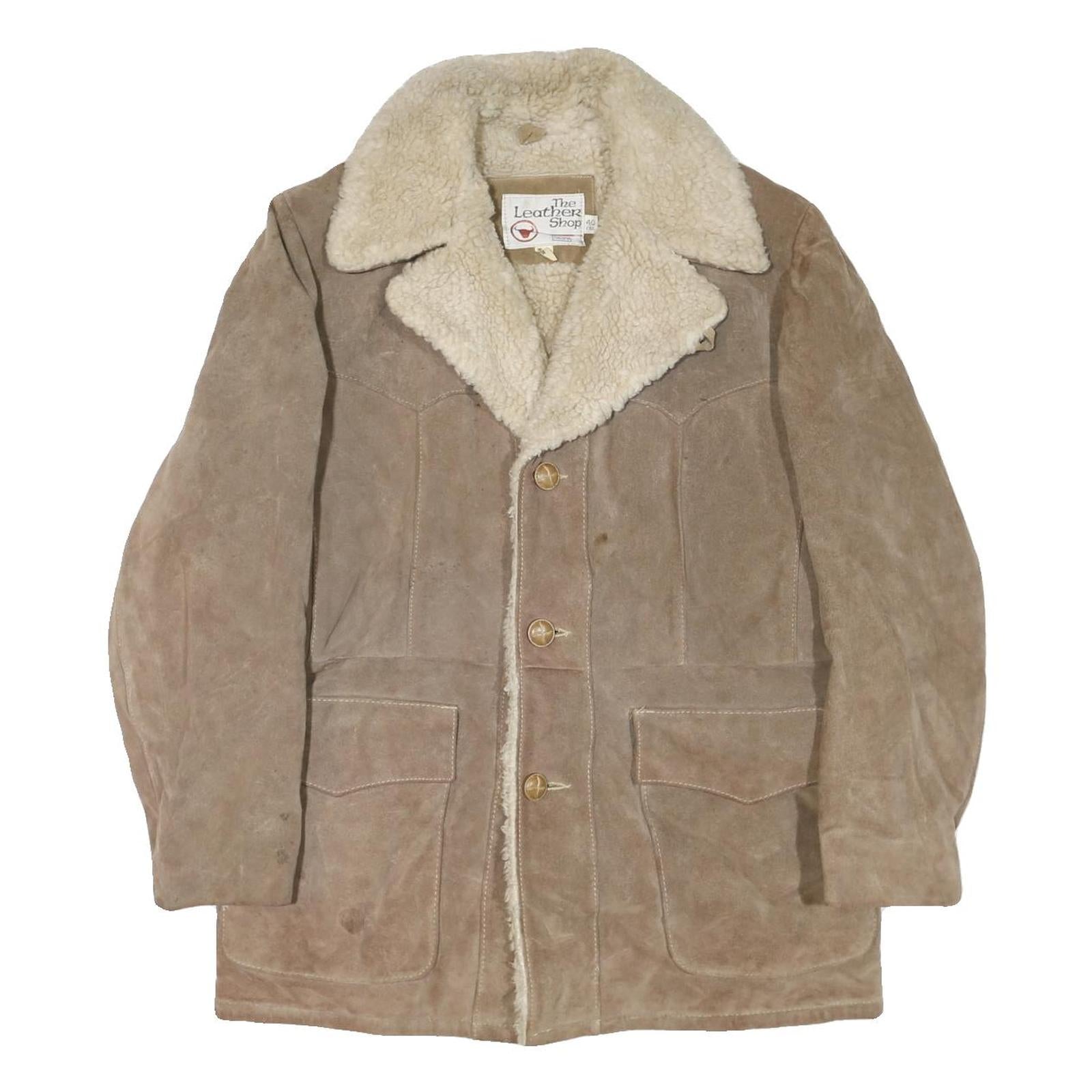 Buy THE LEATHER SHOP Mens Beige Leather Jacket L Suede Shearling Collar Button Refurbished - $64.99 THE LEATHER SHOP Mens Beige Leather Jacket L Suede Shearling Collar Button Refurbished - N/A refurbished available on Cerqular