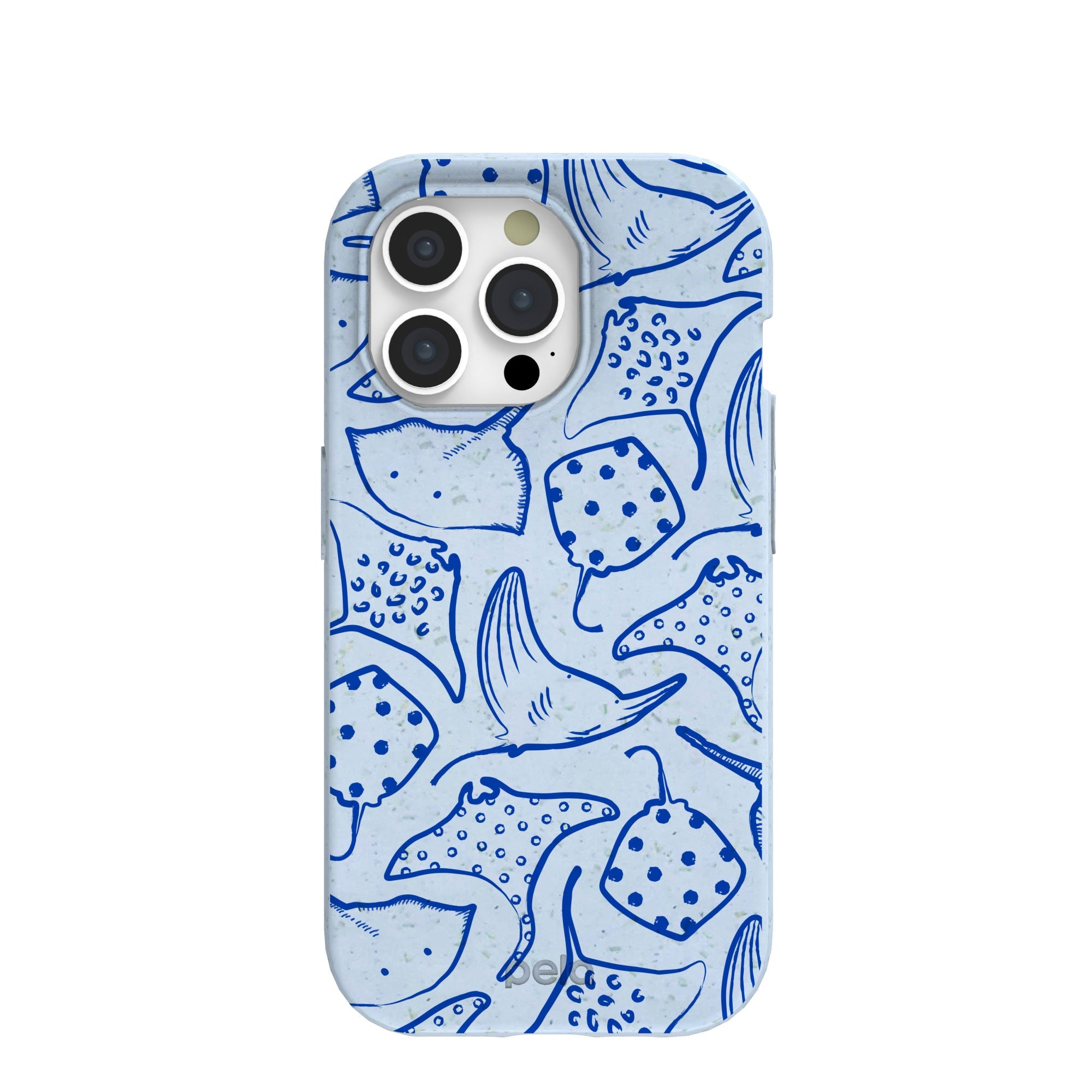 Powder Blue Stingray Fever iPhone 15 Pro Case Refurbished - Pela Case refurbished available on Cerqular