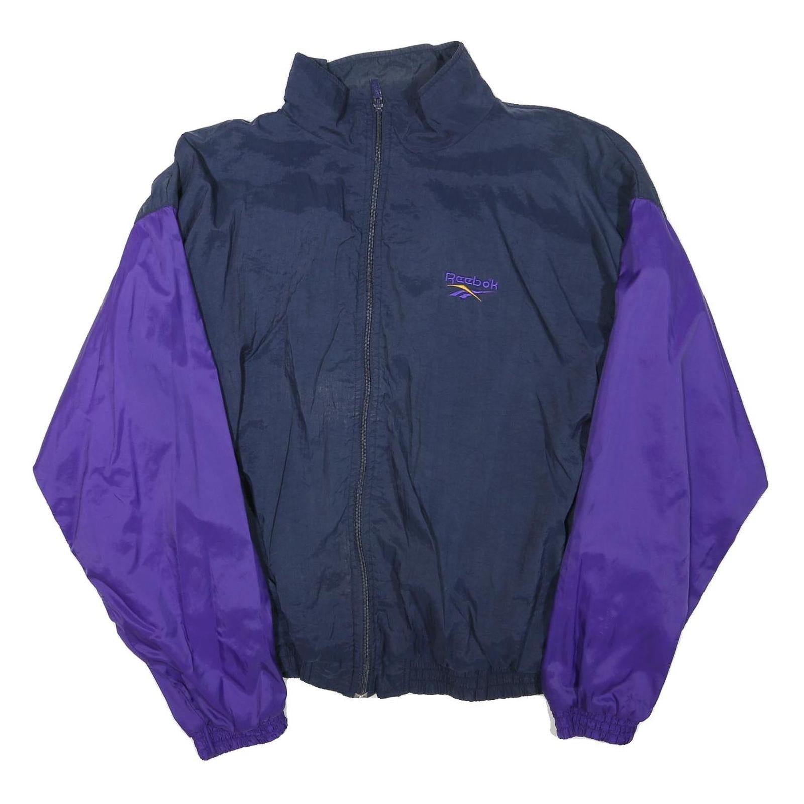 REEBOK Mens Navy & Purple Sports Track Jacket L Polyester Blend Colourblock Refurbished - N/A refurbished available on Cerqular