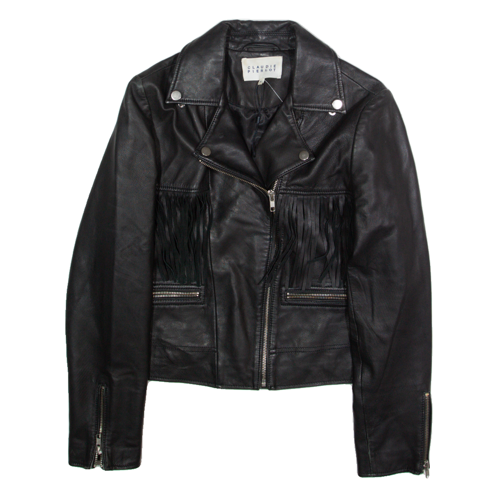 CLAUDIE PIERLOT Womens Biker Jacket Black Faux Leather M Refurbished - N/A refurbished available on Cerqular