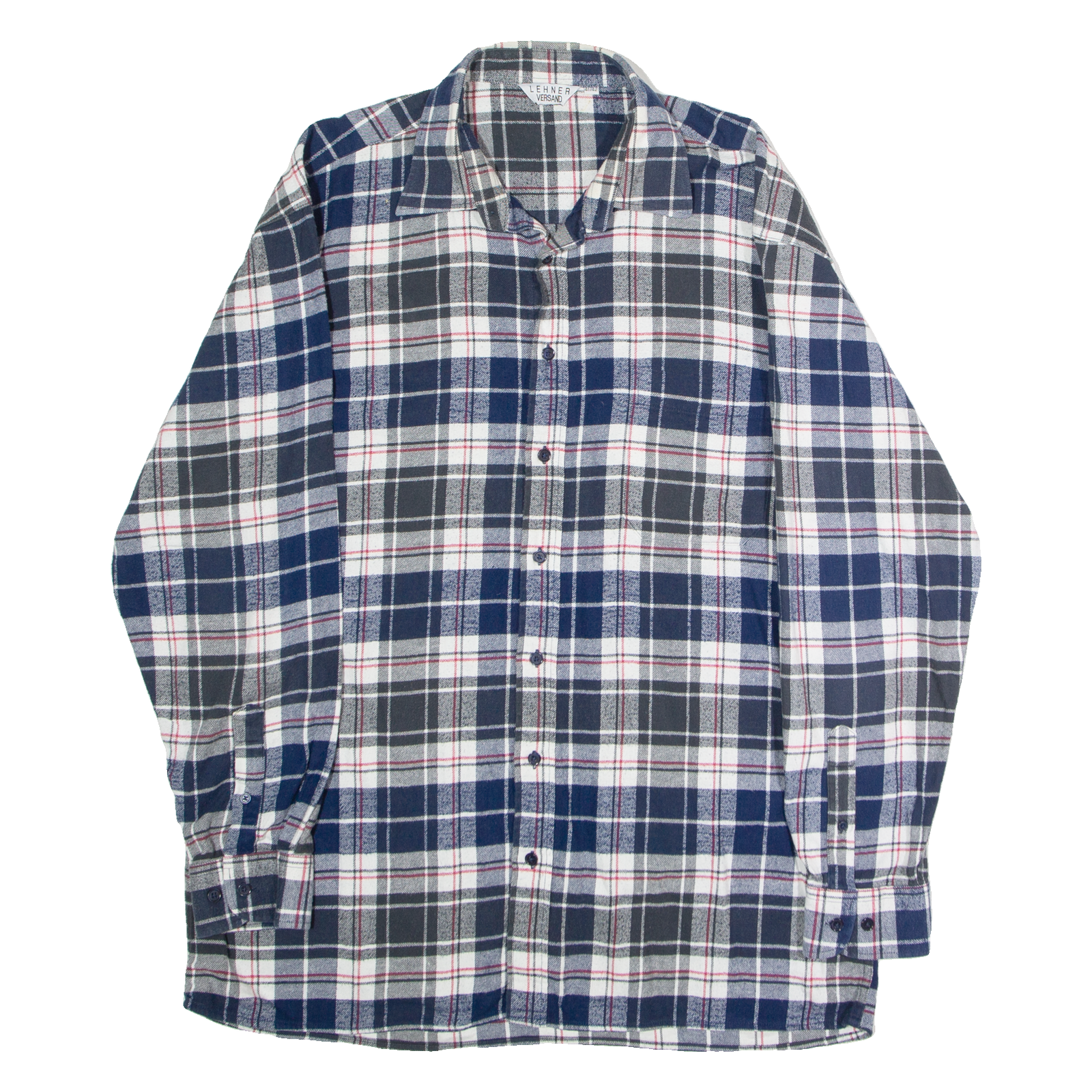 LEHNER VERSAND Mens Flannel Shirt Blue Check Long Sleeve L Refurbished - N/A refurbished available on Cerqular