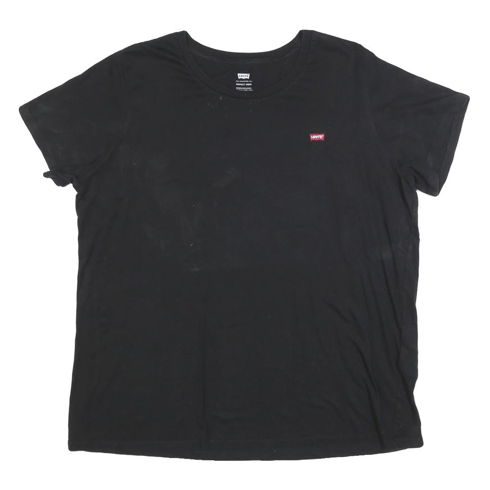 LEVI'S Womens Black Classic T-Shirt 2XL Short Sleeve Crew Neck Cotton Blend Refurbished - N/A refurbished available on Cerqular