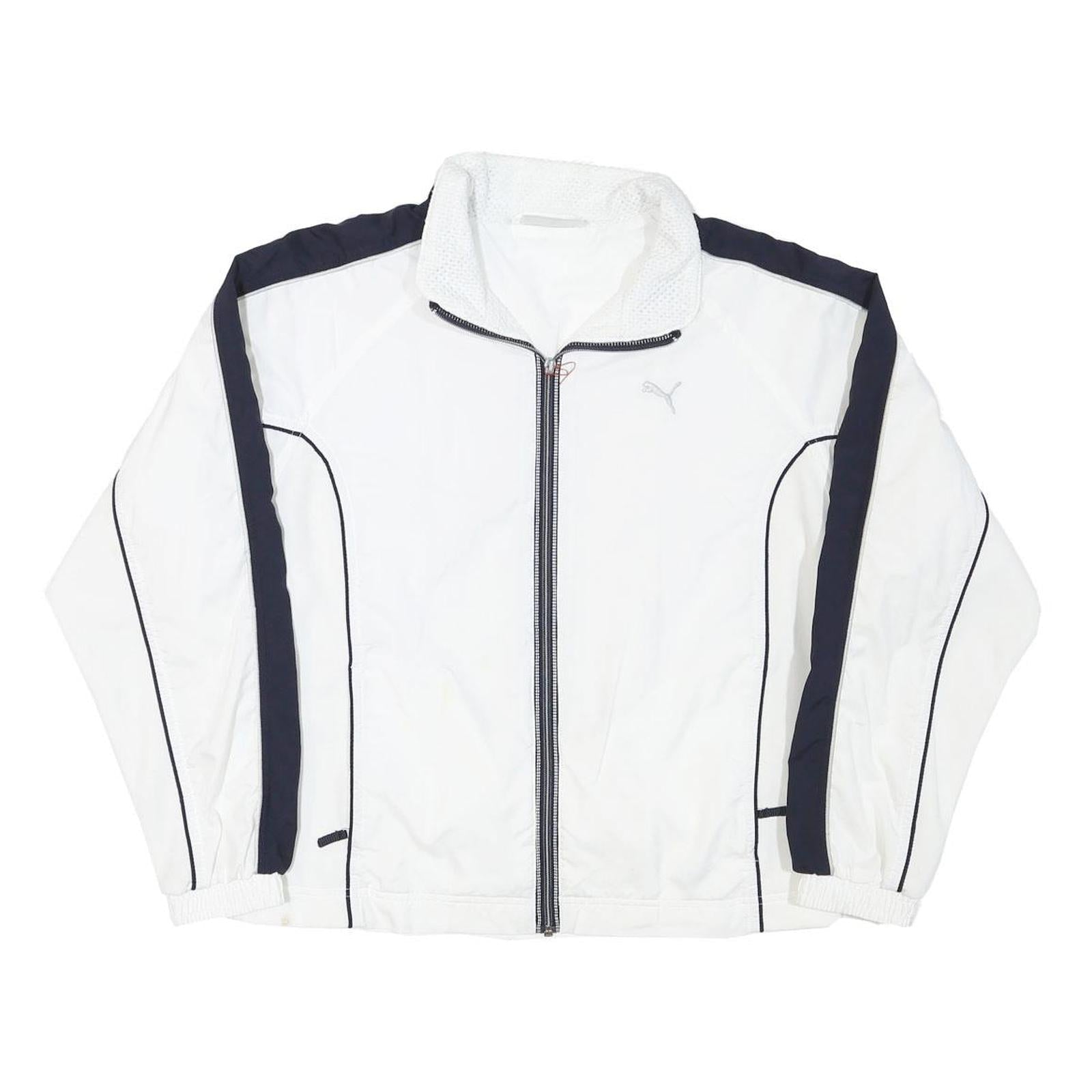 PUMA Womens White & Black Polyester Blend Zip Jacket UK 16 Plain Sporty Casual Refurbished - N/A refurbished available on Cerqular