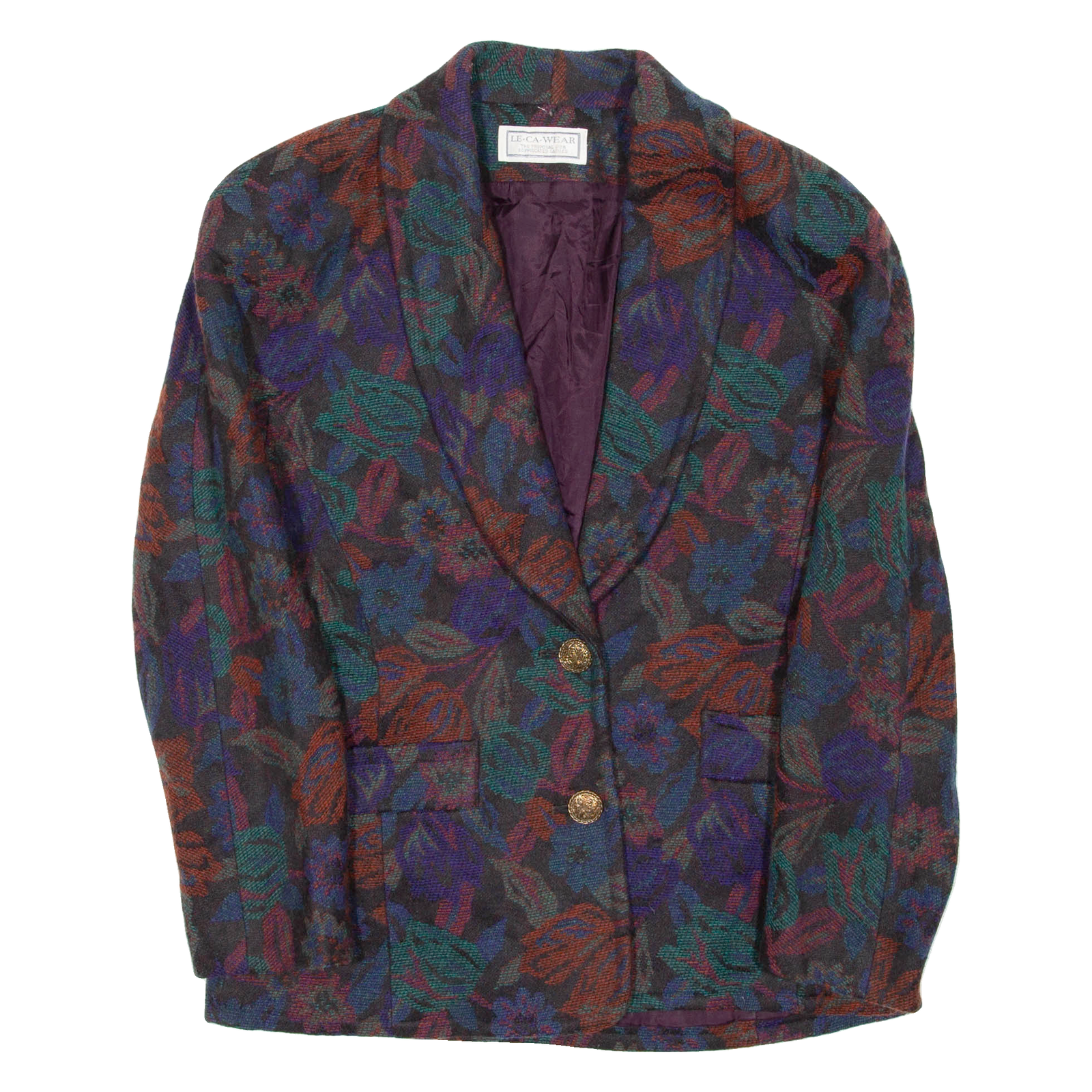 LE-CA WEAR Womens Blazer Coat Purple Floral M Refurbished - N/A refurbished available on Cerqular