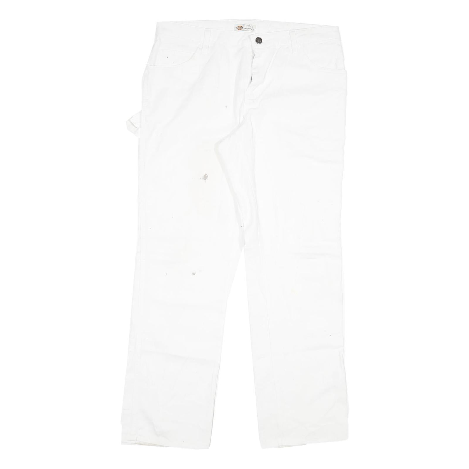 DICKIES Womens Regular White Denim Jeans W34 L31 Workwear Straight Zip Cotton Refurbished - N/A refurbished available on Cerqular