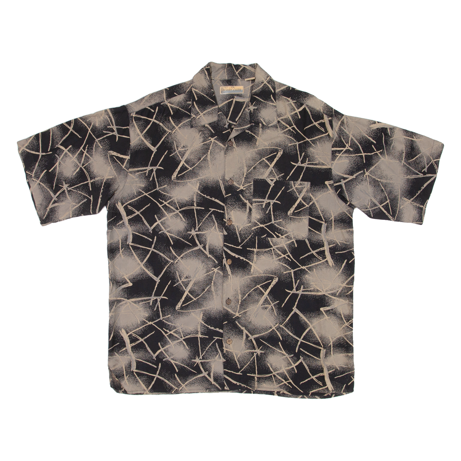 BOBBY CHAN Mens Shirt Black Crazy Pattern L Refurbished - N/A refurbished available on Cerqular