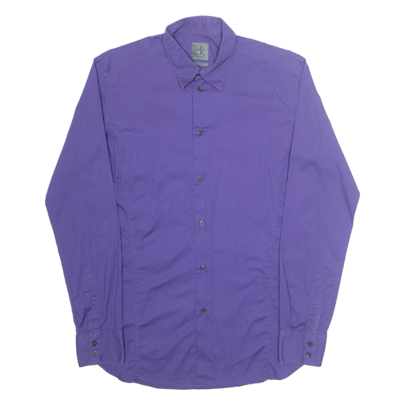 CALVIN KLEIN Stretch Fit Mens Plain Shirt Purple Long Sleeve M Refurbished - N/A refurbished available on Cerqular