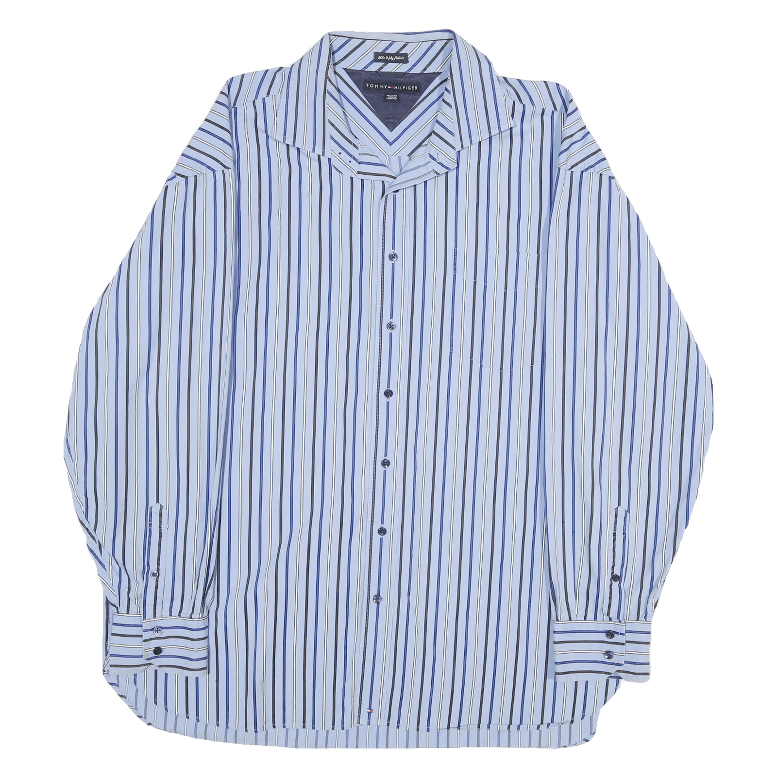 TOMMY HILFIGER Mens Blue & White Striped Shirt 2XL Button Cotton Formal Refurbished - N/A refurbished available on Cerqular