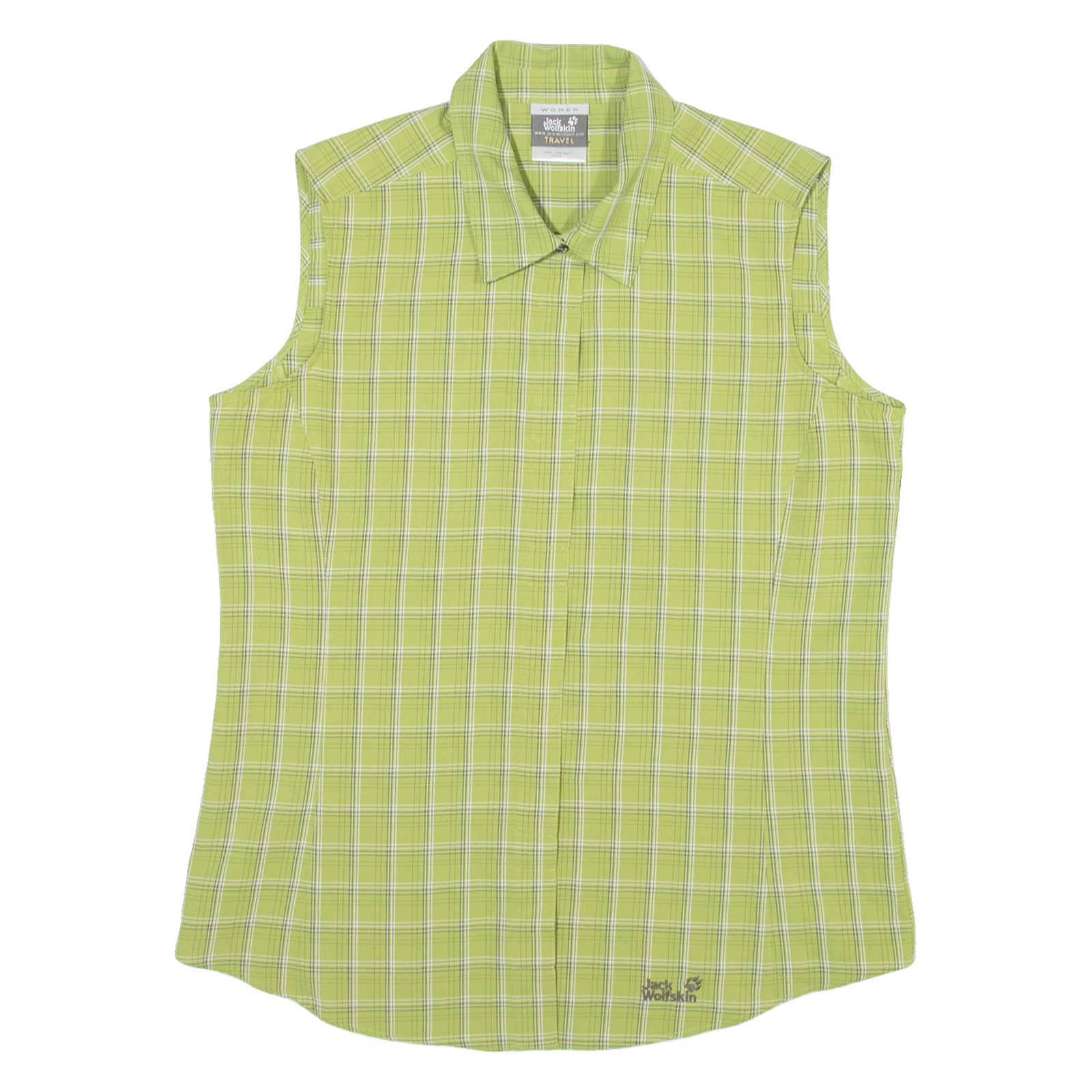 JACK WOLFSKIN Womens Shirt Green Check Sleeveless UK 12 Refurbished - N/A refurbished available on Cerqular