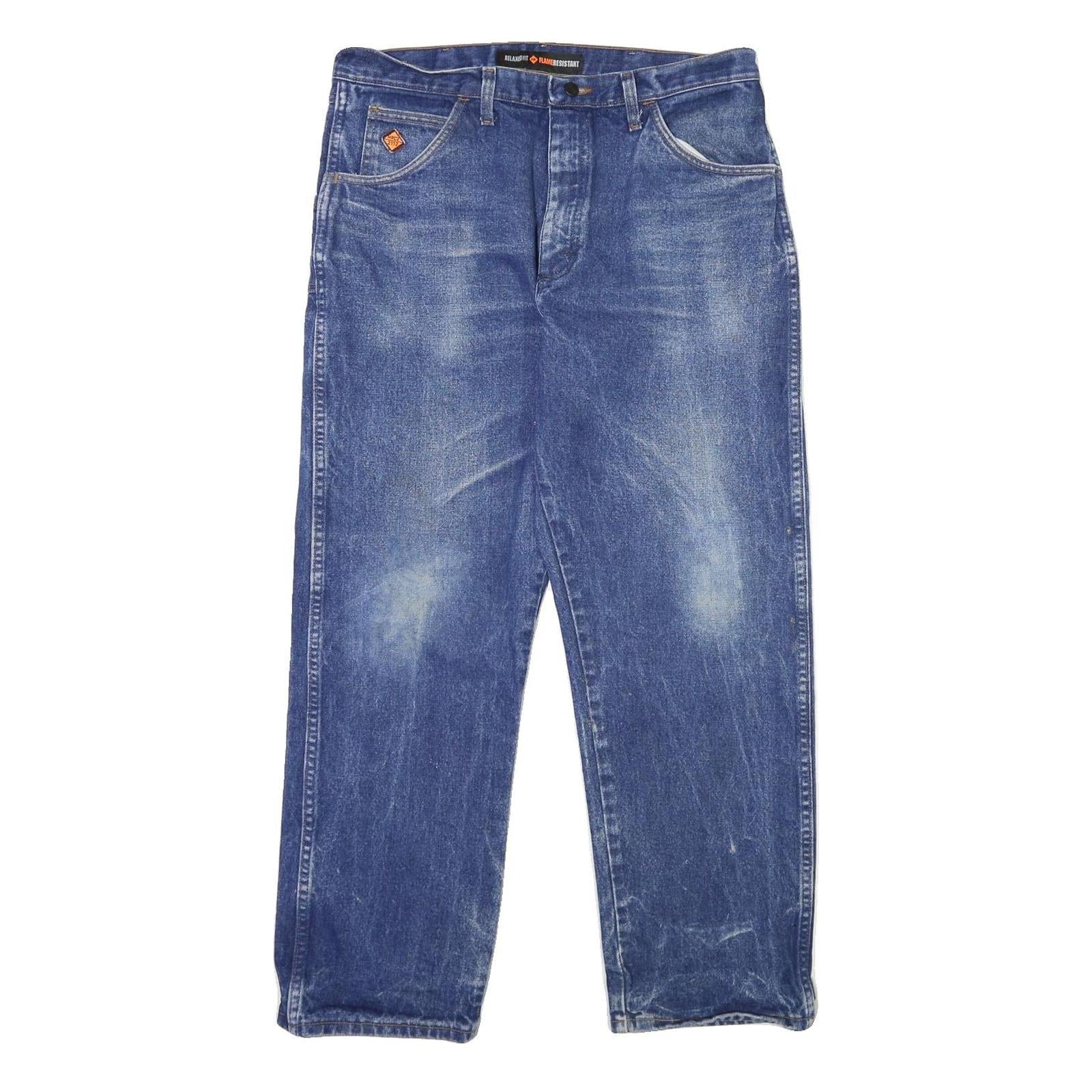 WRANGLER Mens Classic Blue Denim Jeans W36 L30 Button Closure Relaxed Fit Refurbished - N/A refurbished available on Cerqular