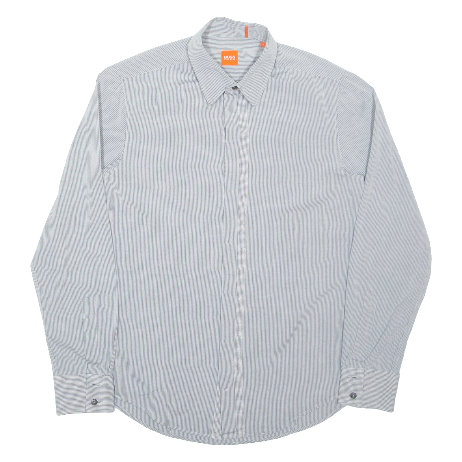 BOSS Mens Shirt Grey Pinstripe Long Sleeve S Refurbished - N/A refurbished available on Cerqular