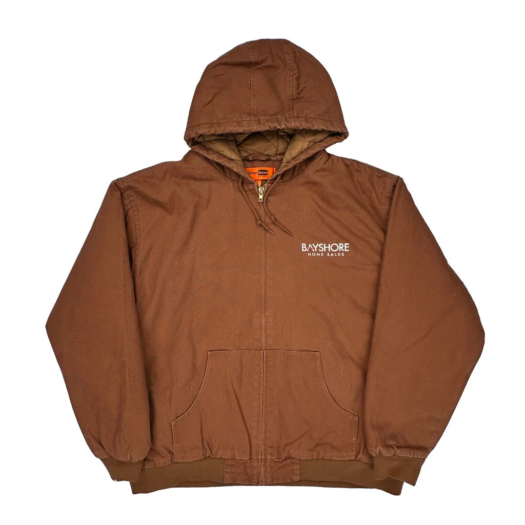 Bayshore Home Sales Port Authority Jacket - 2XL Brown Cotton Blend Refurbished - Thrifted (note: this is a term often used to describe second- refurbished available on Cerqular