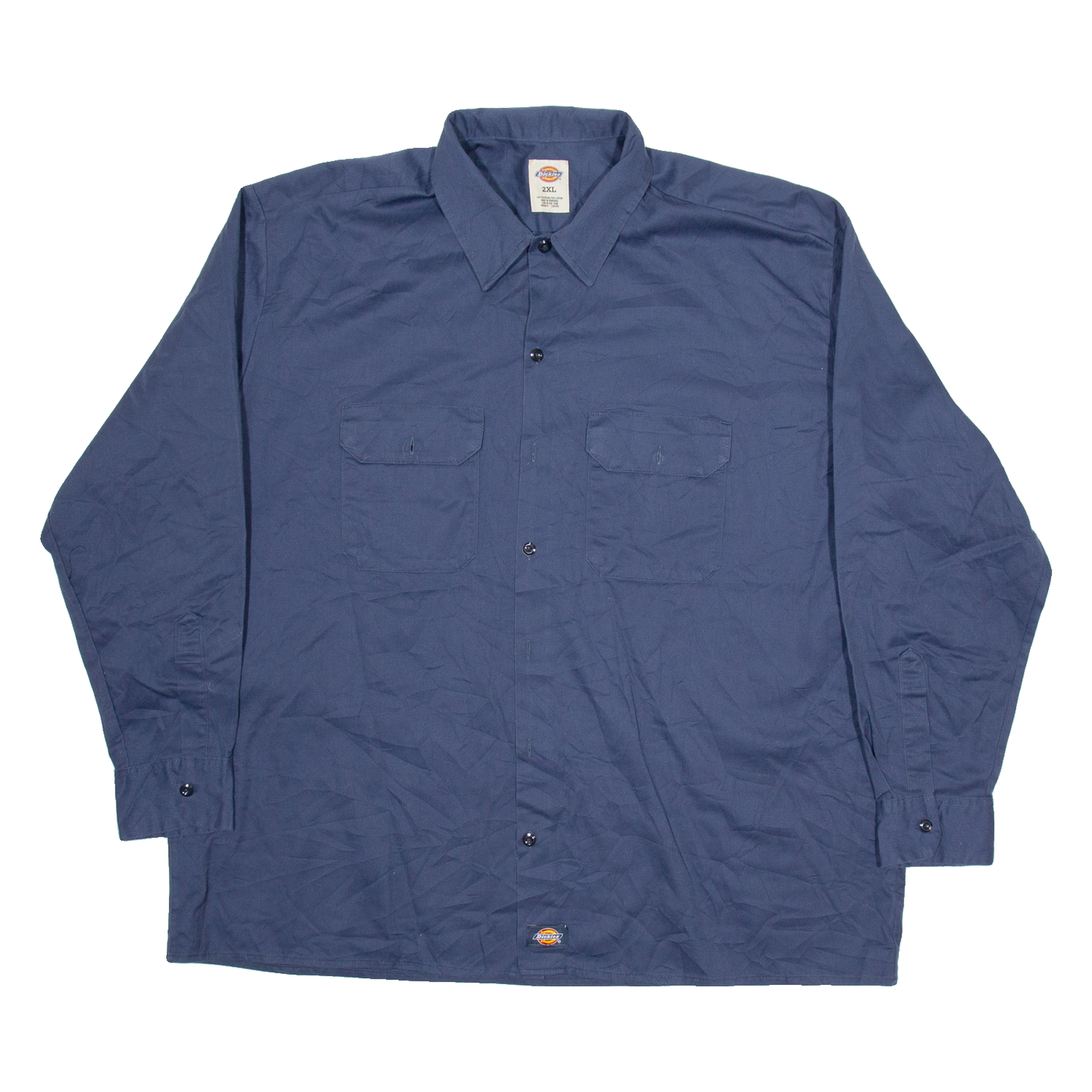 DICKIES Mens Worker Shirt Blue Long Sleeve 2XL Refurbished - N/A refurbished available on Cerqular