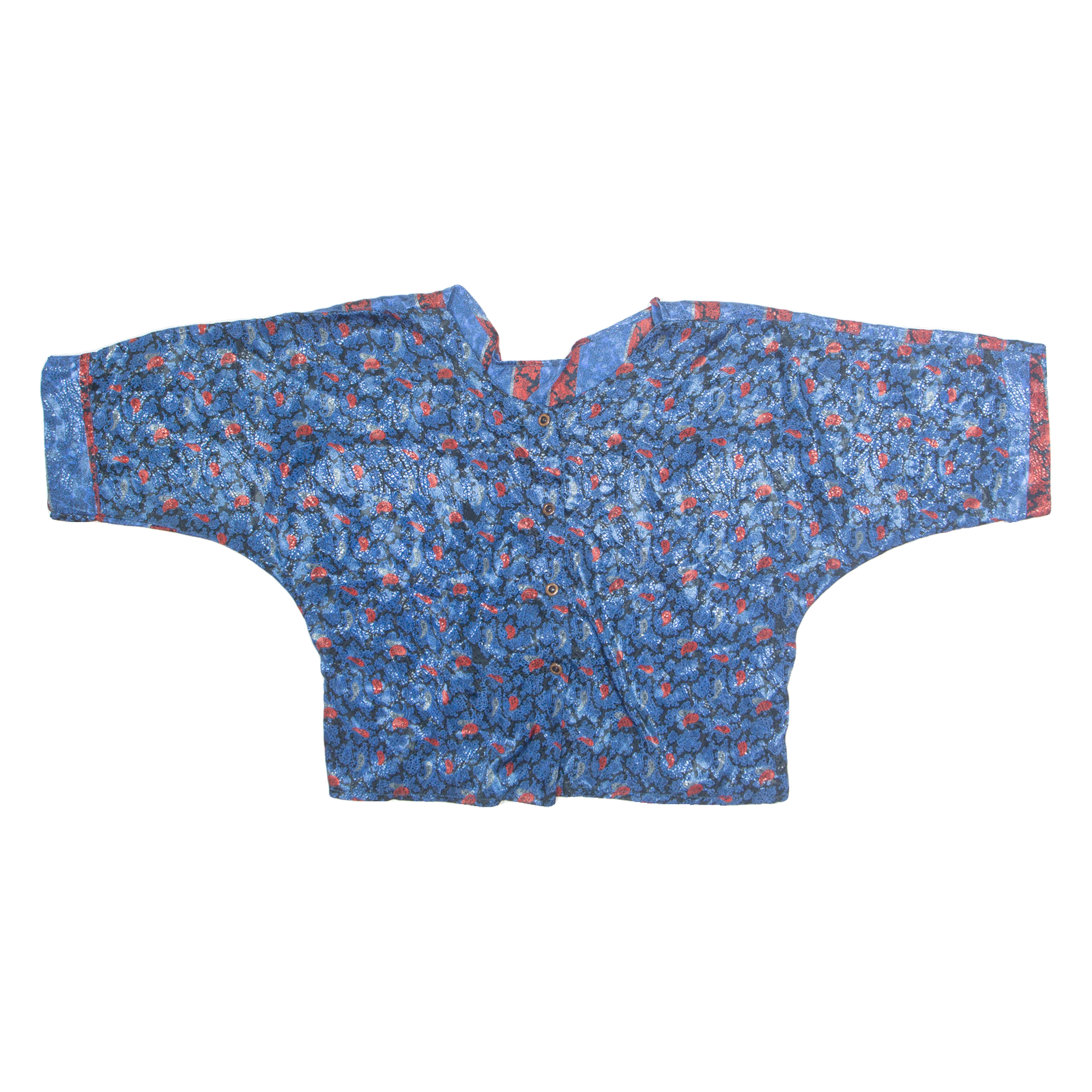 Womens Printed Blouse Blue 3/4 Sleeve Paisley M Refurbished - N/A refurbished available on Cerqular