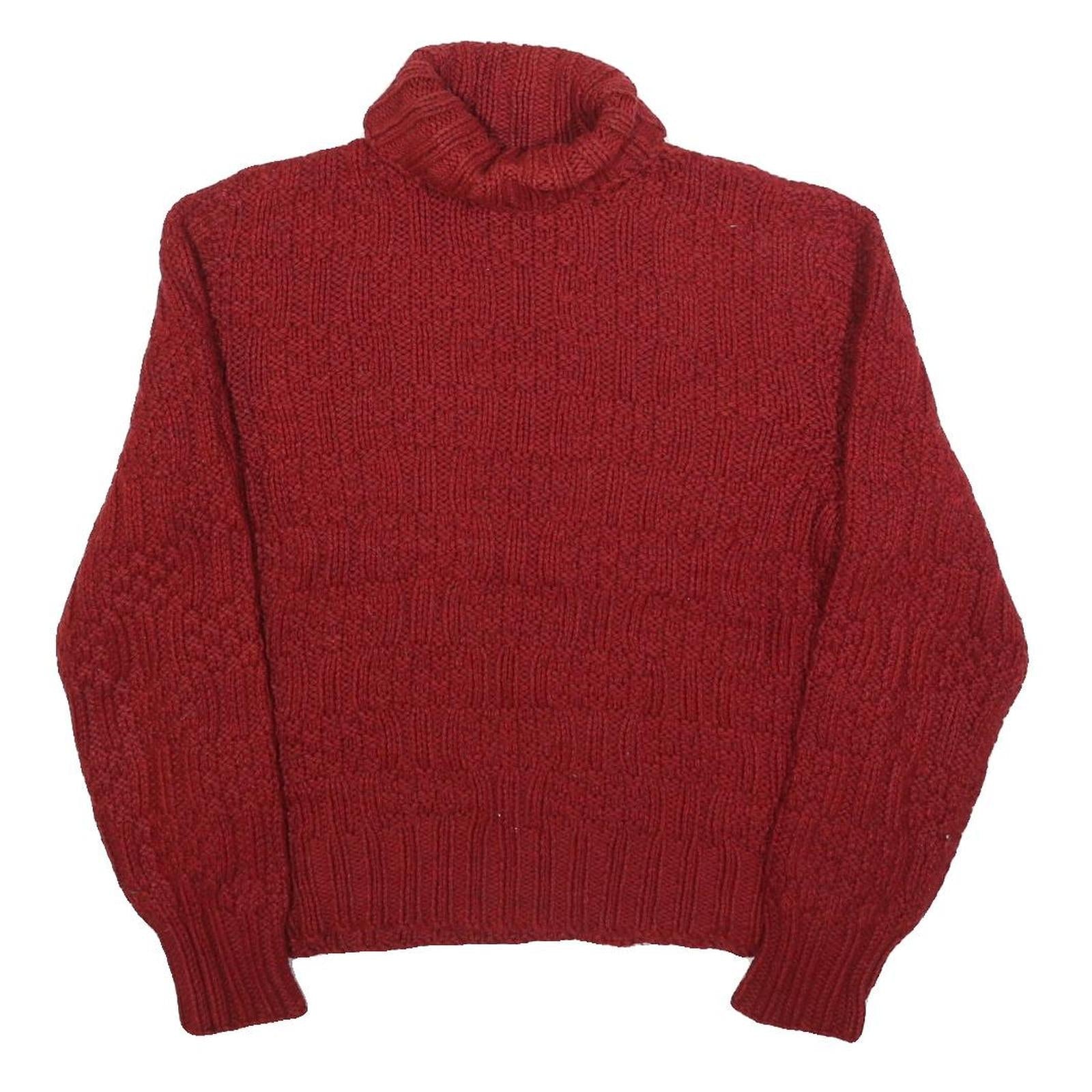 Womens Red Patterned Plain Roll Neck Chunky Knit Jumper M Winter Cosy Knitwear Refurbished - N/A refurbished available on Cerqular