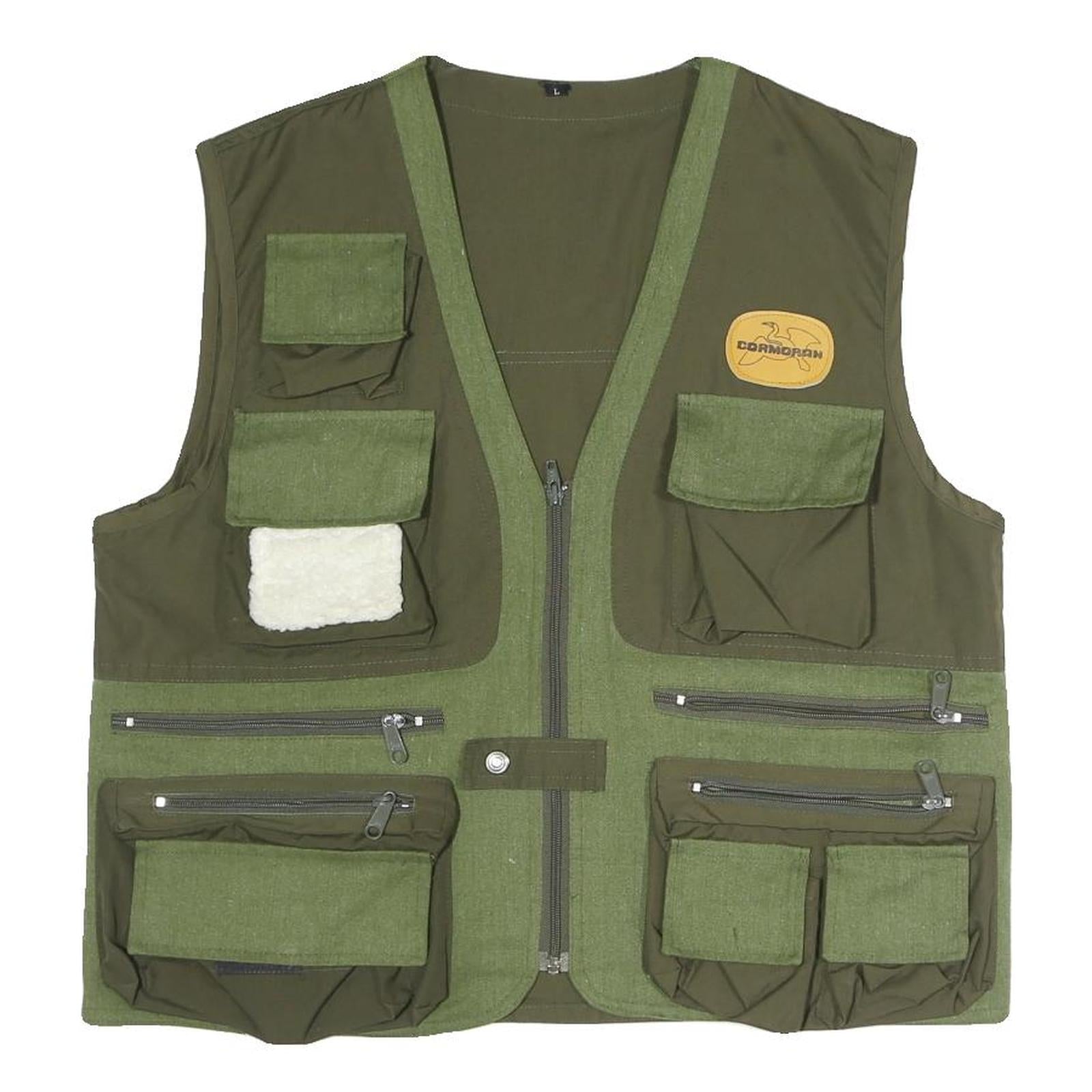 CORMORAN Mens Green & Olive Outdoor Waistcoat L Polyester Blend Woven Plain Zip Refurbished - N/A refurbished available on Cerqular