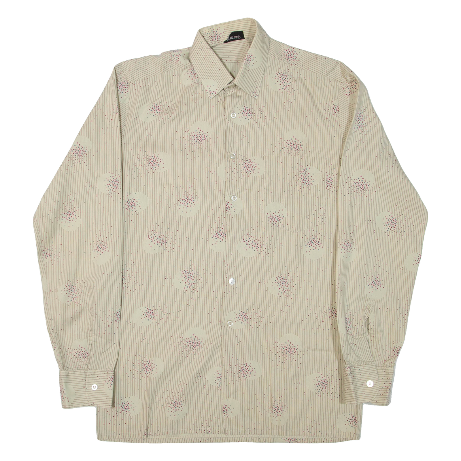 TOP SHIRT Mens Shirt Beige Striped Long Sleeve M Refurbished - N/A refurbished available on Cerqular