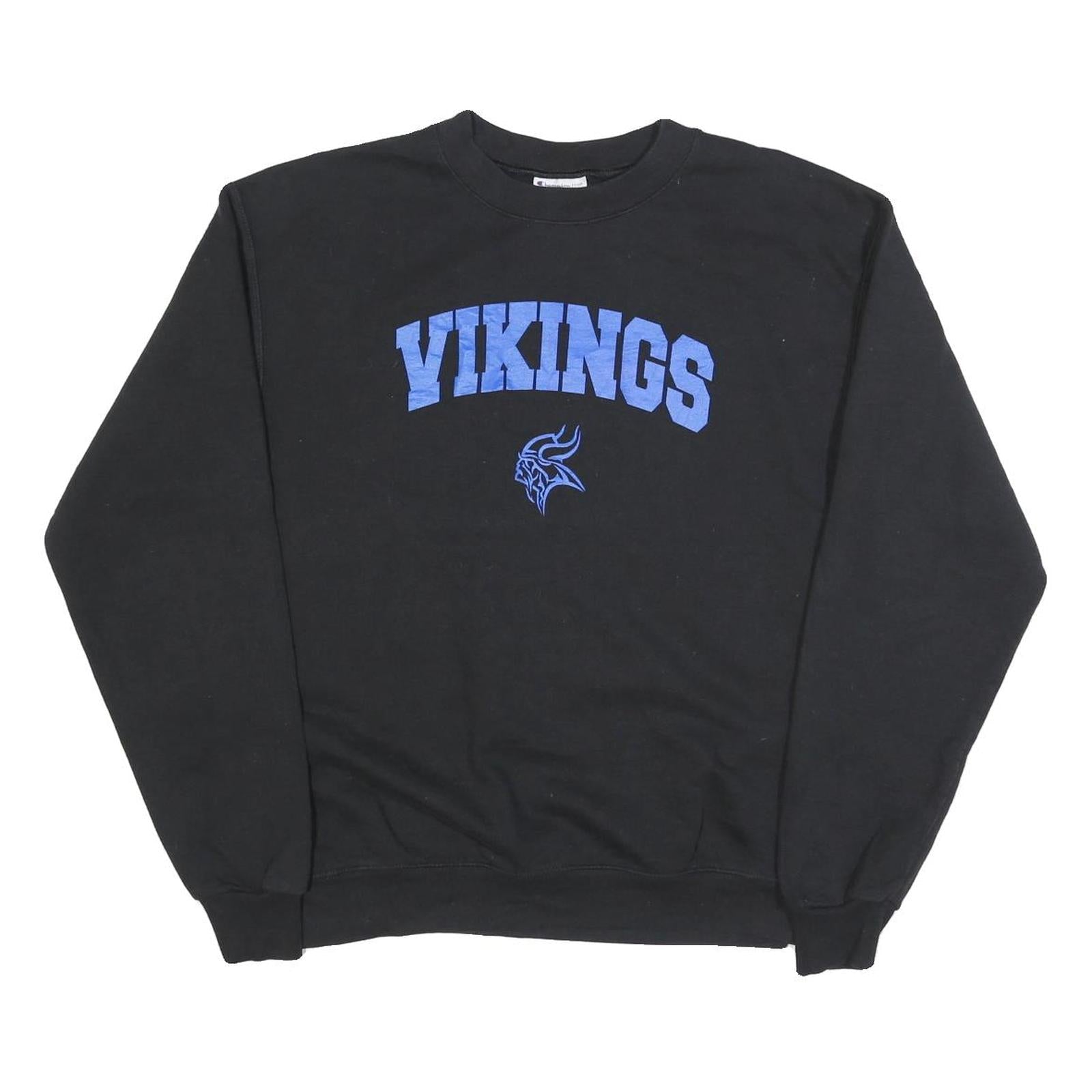 CHAMPION Mens Black Vikings Crew Neck M Cotton Blend Sweatshirt Refurbished - N/A refurbished available on Cerqular