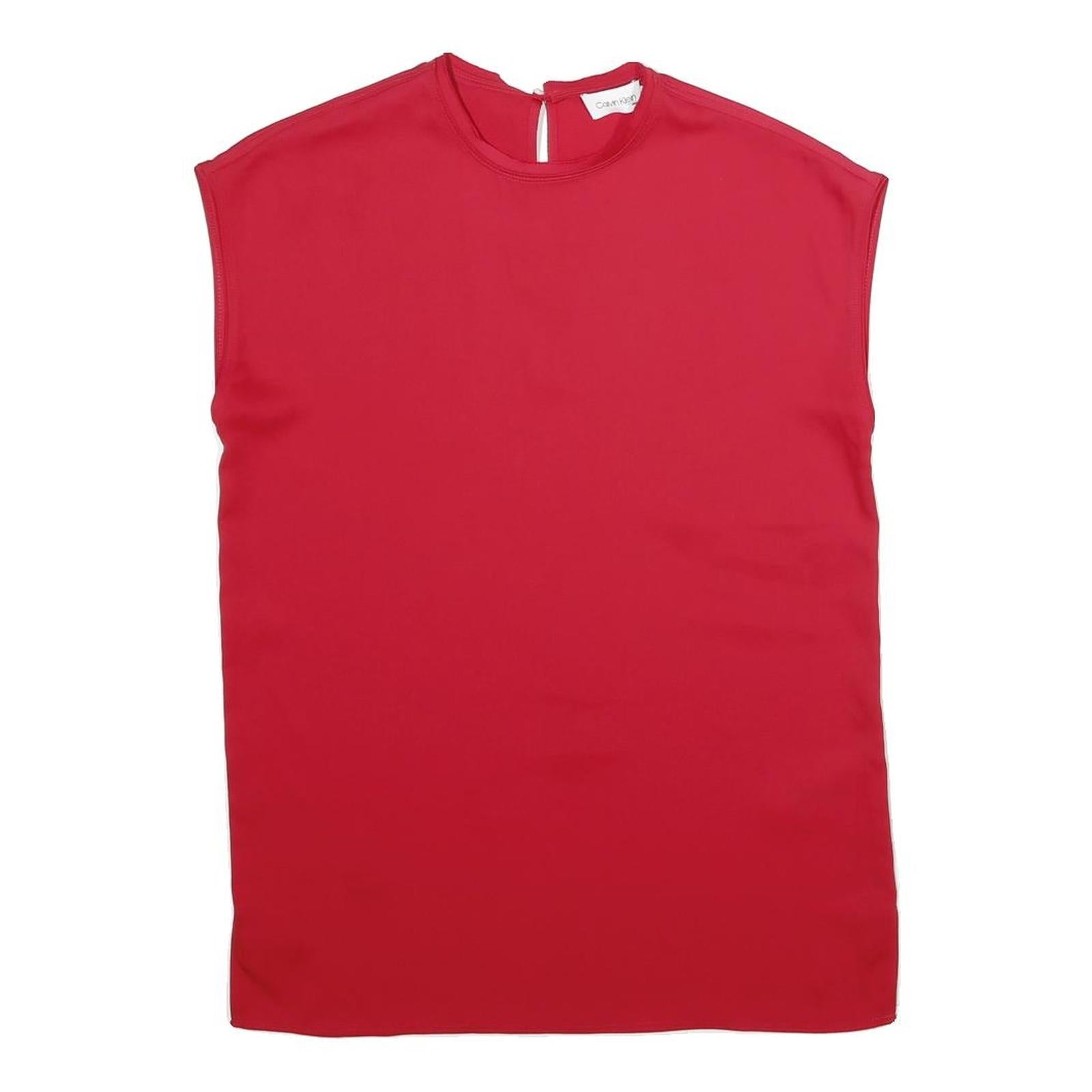 CALVIN KLEIN Womens Red Sleeveless Round Neck Plain Top UK 6 Polyester Refurbished - N/A refurbished available on Cerqular