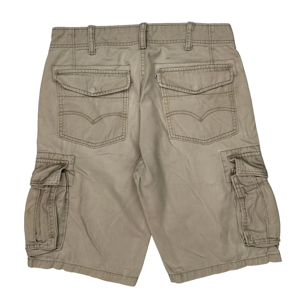 Levis Cargo Cargo Shorts - 31W 11L Beige Cotton Refurbished - Thrifted (note: this is a term often used to describe second- refurbished available on Cerqular