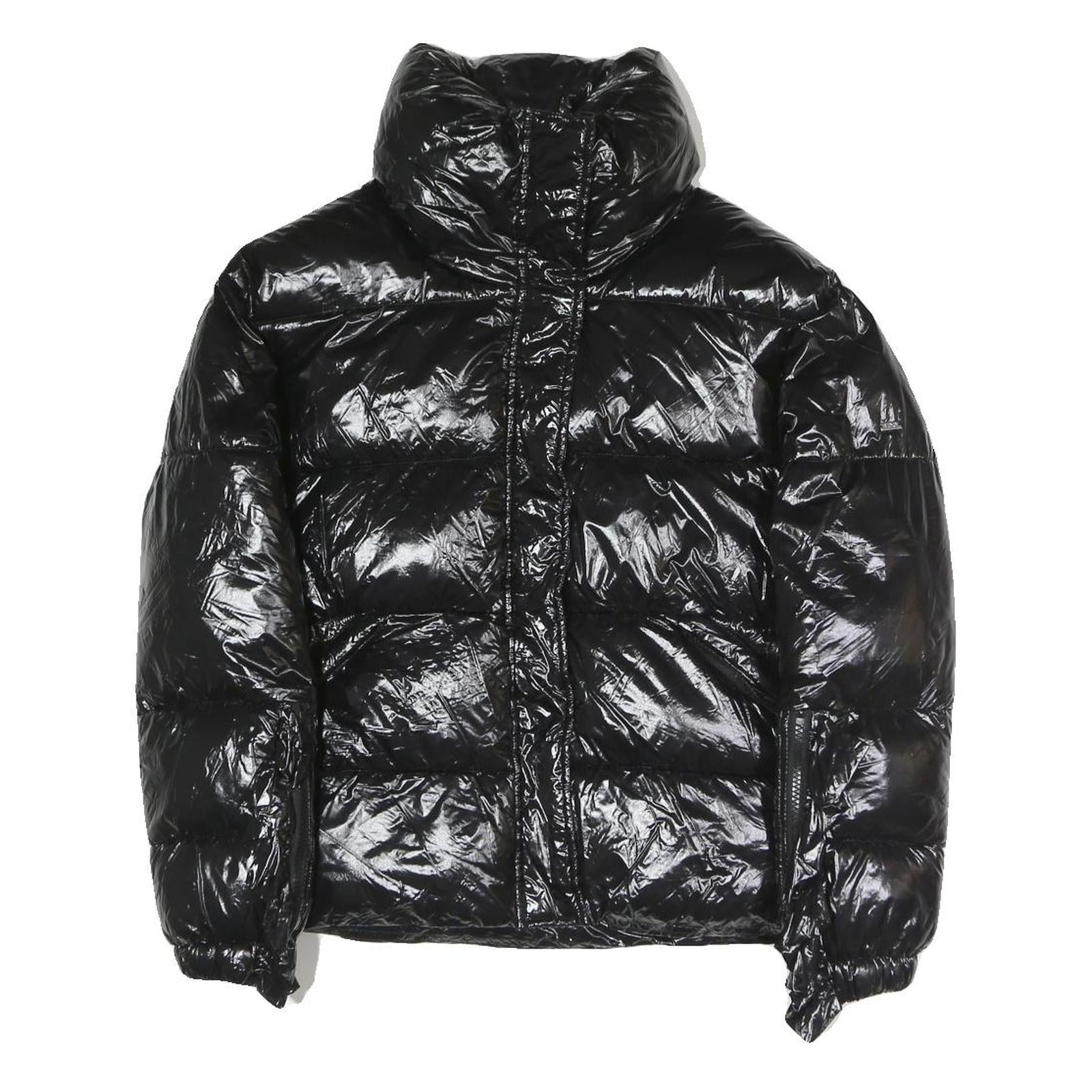 I DO Womens Black Slim Puffer Jacket S Polyester Blend Zip Shiny Collar Refurbished - N/A refurbished available on Cerqular