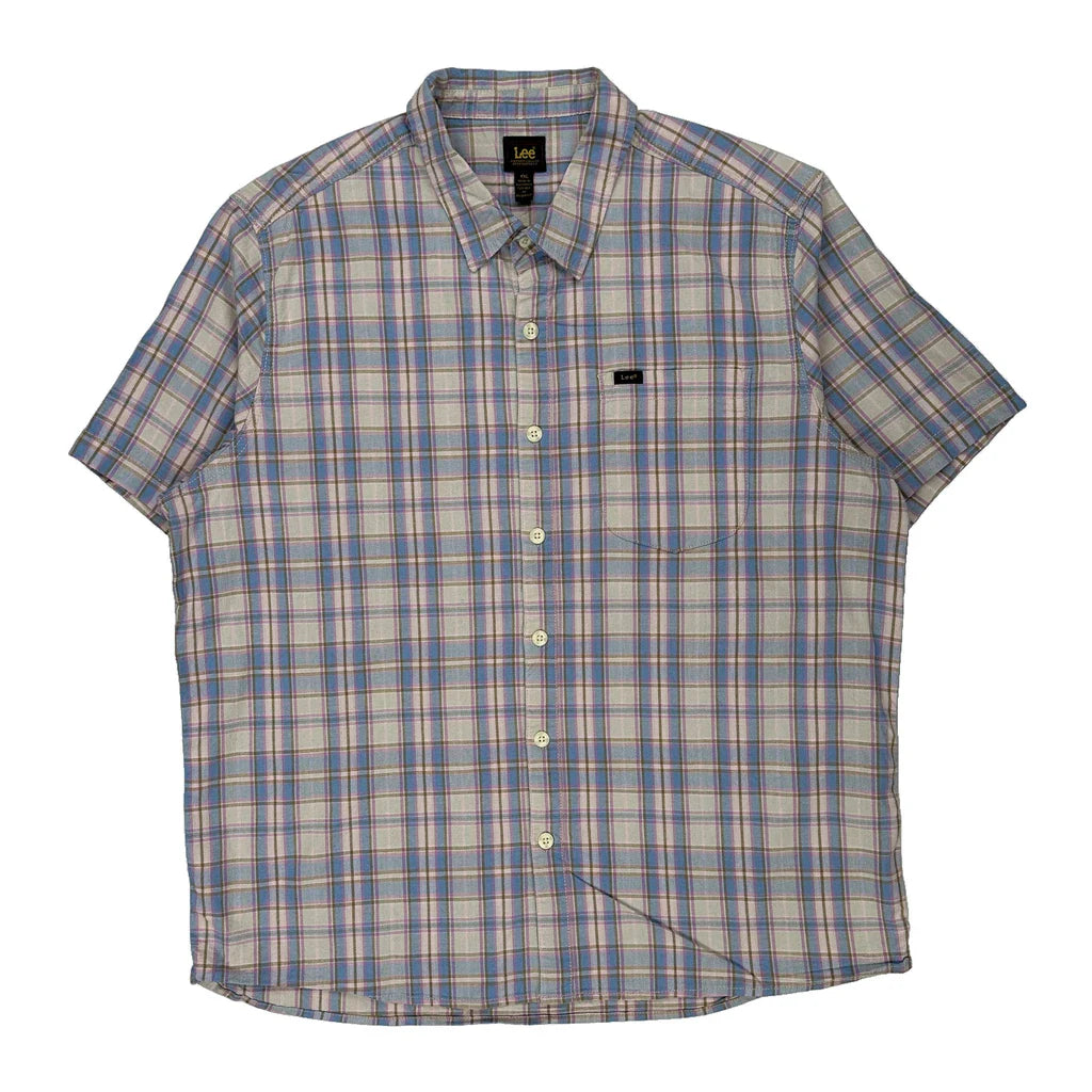 Lee Checked Short Sleeve Shirt - 2XL Multicoloured Cotton Refurbished - Thrifted (note: this is a term often used to describe second- refurbished available on Cerqular