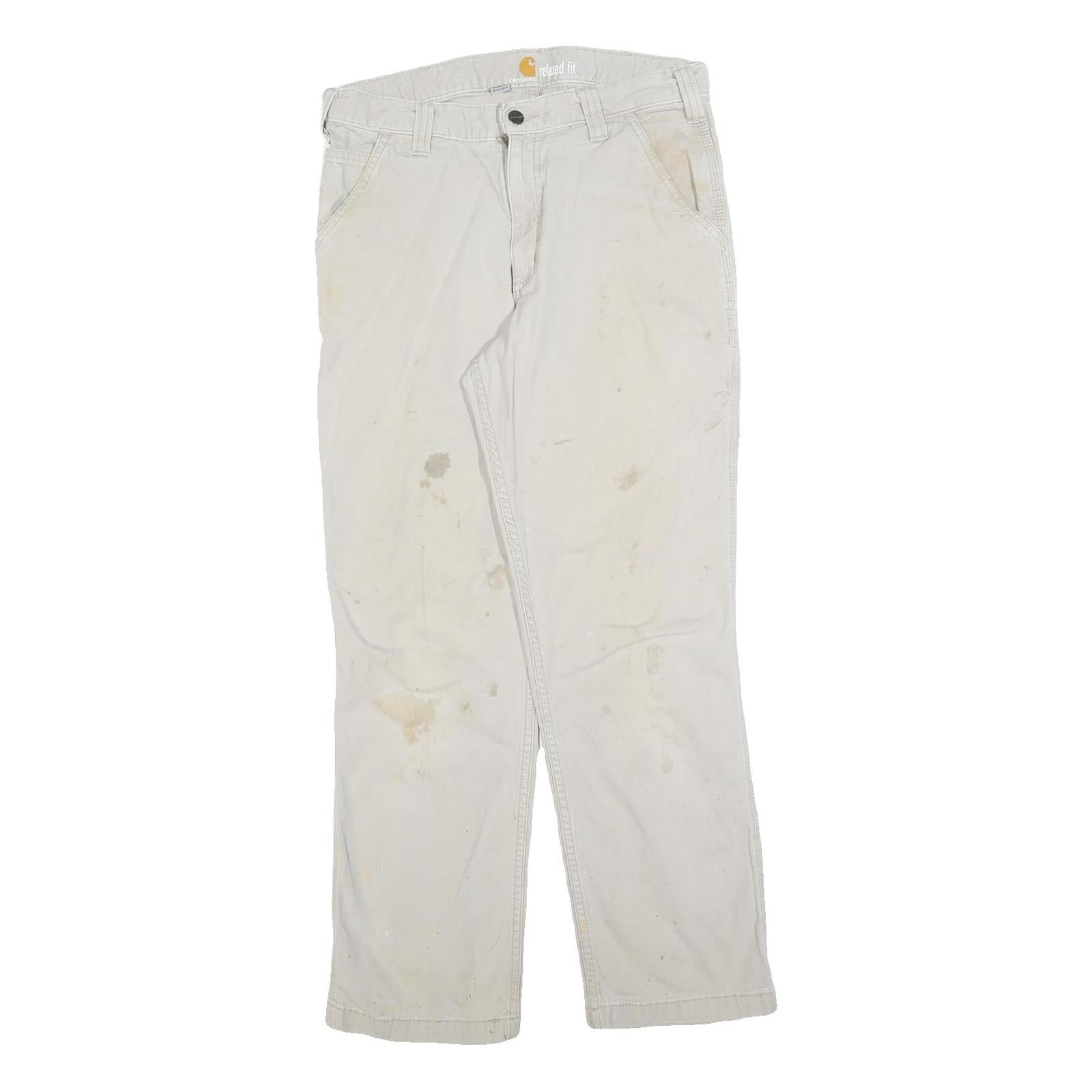 CARHARTT Mens Beige Cotton Blend Relaxed Fit Straight Leg Trousers W32 L29 Refurbished - N/A refurbished available on Cerqular