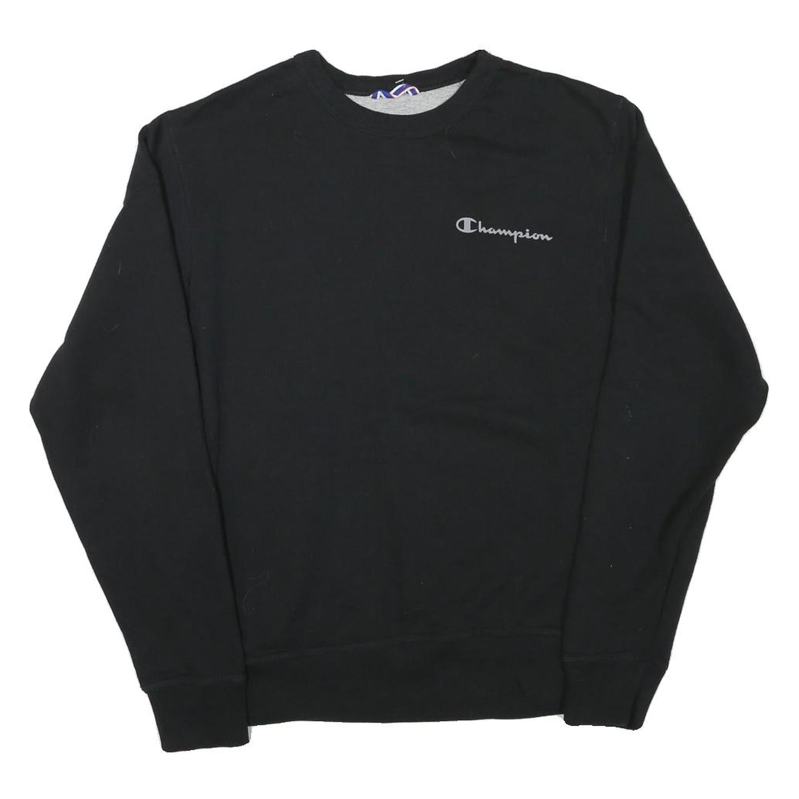 CHAMPION Mens Black Crew Neck S Cotton Blend Pullover Sweatshirt Refurbished - N/A refurbished available on Cerqular