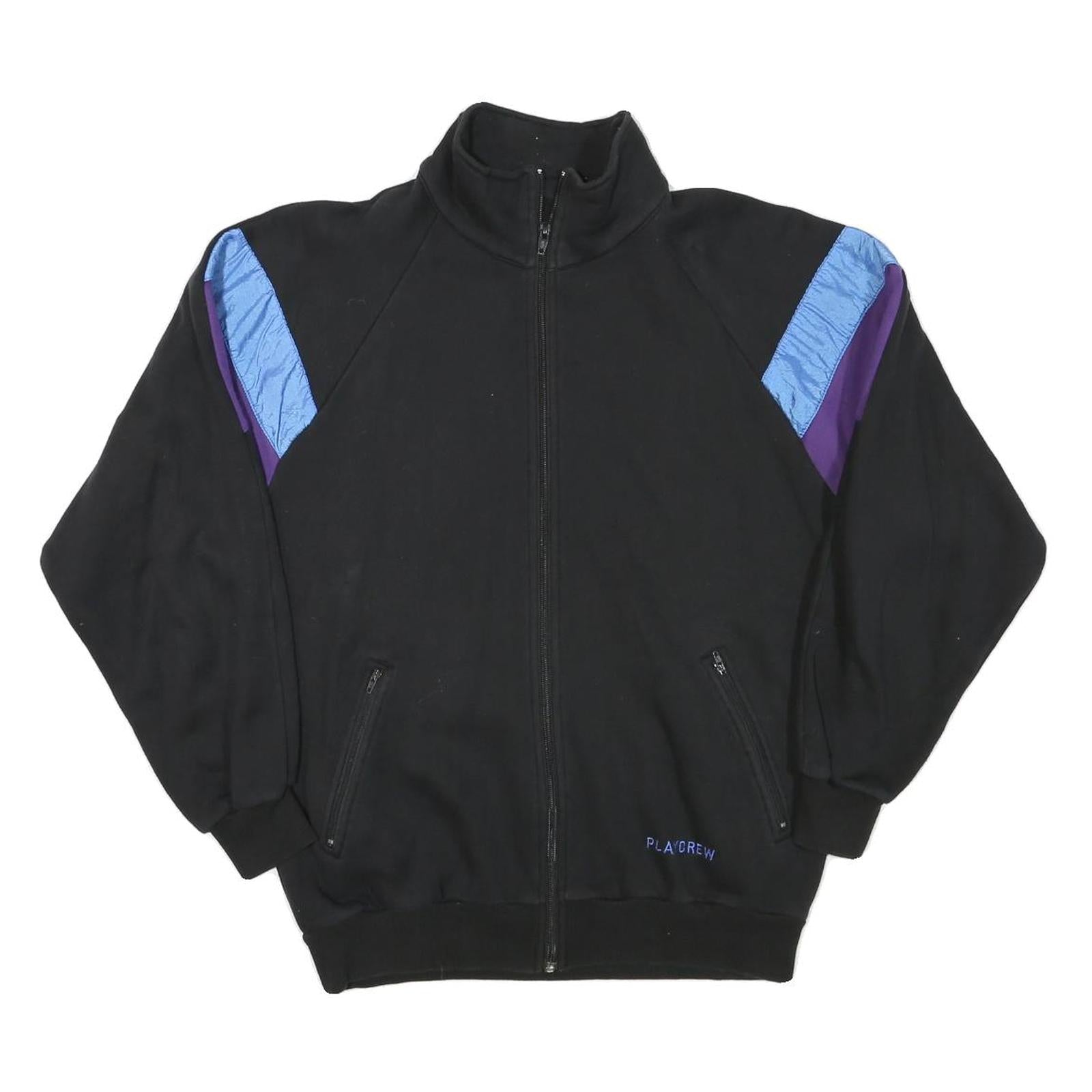 PLAYCREW Mens Black & Purple Jacket M Polyester Blend Colourblock Zip Track Refurbished - N/A refurbished available on Cerqular