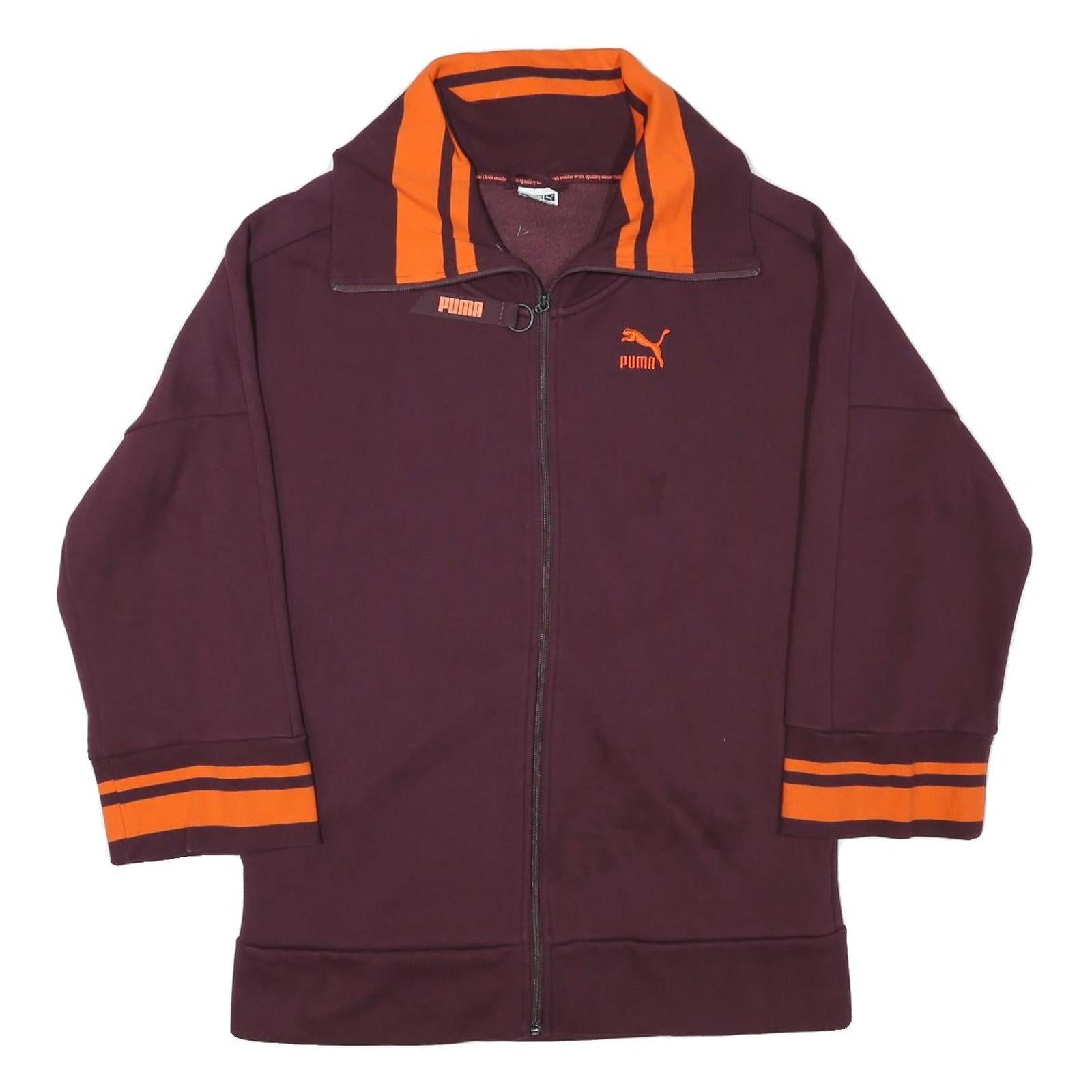 PUMA Womens Maroon & Orange Zip Jacket L Cotton Blend Plain Sporty Casual Refurbished - N/A refurbished available on Cerqular