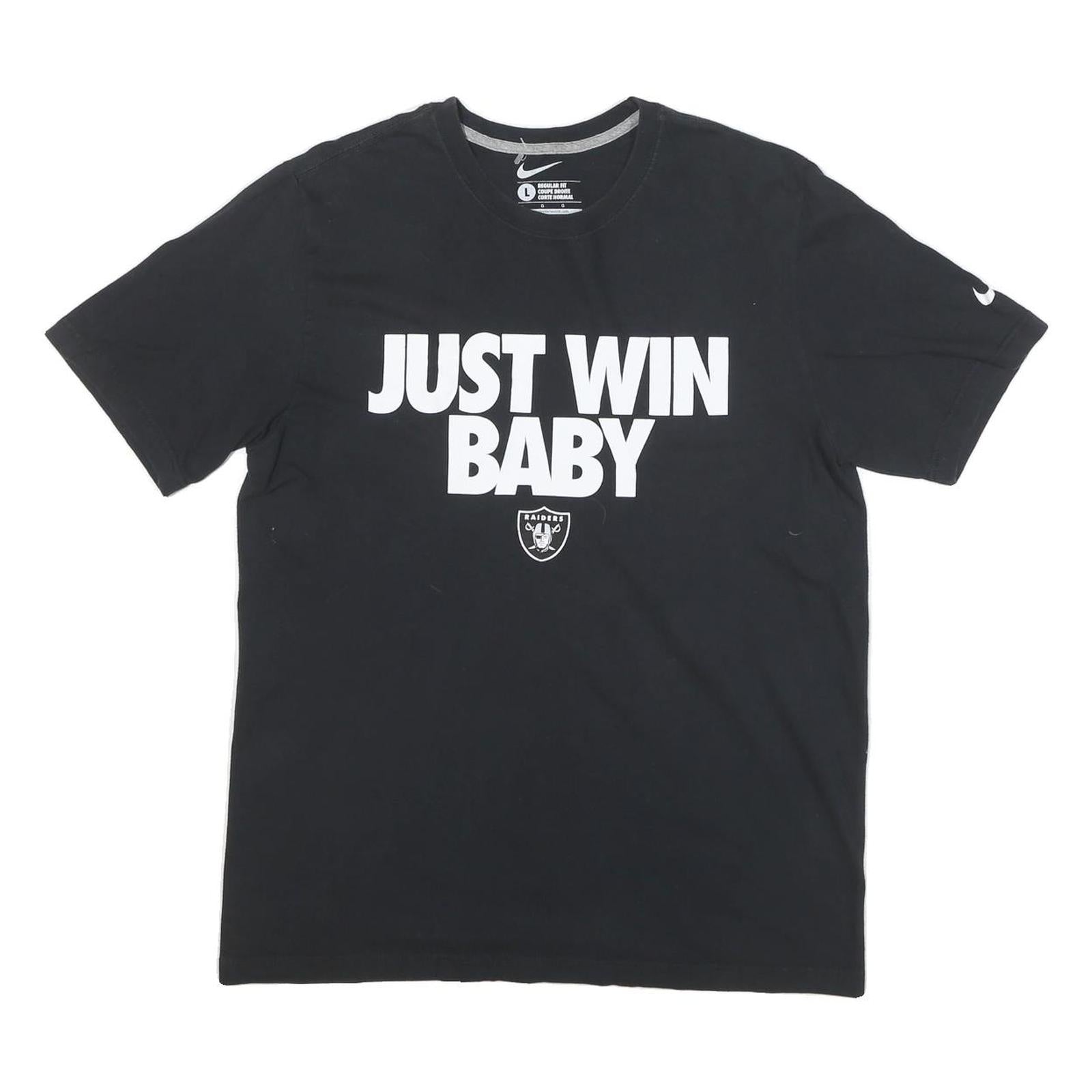 NIKE Mens Black Just Win Baby Graphic T-Shirt L Short Sleeve Crew Neck Cotton Refurbished - N/A refurbished available on Cerqular