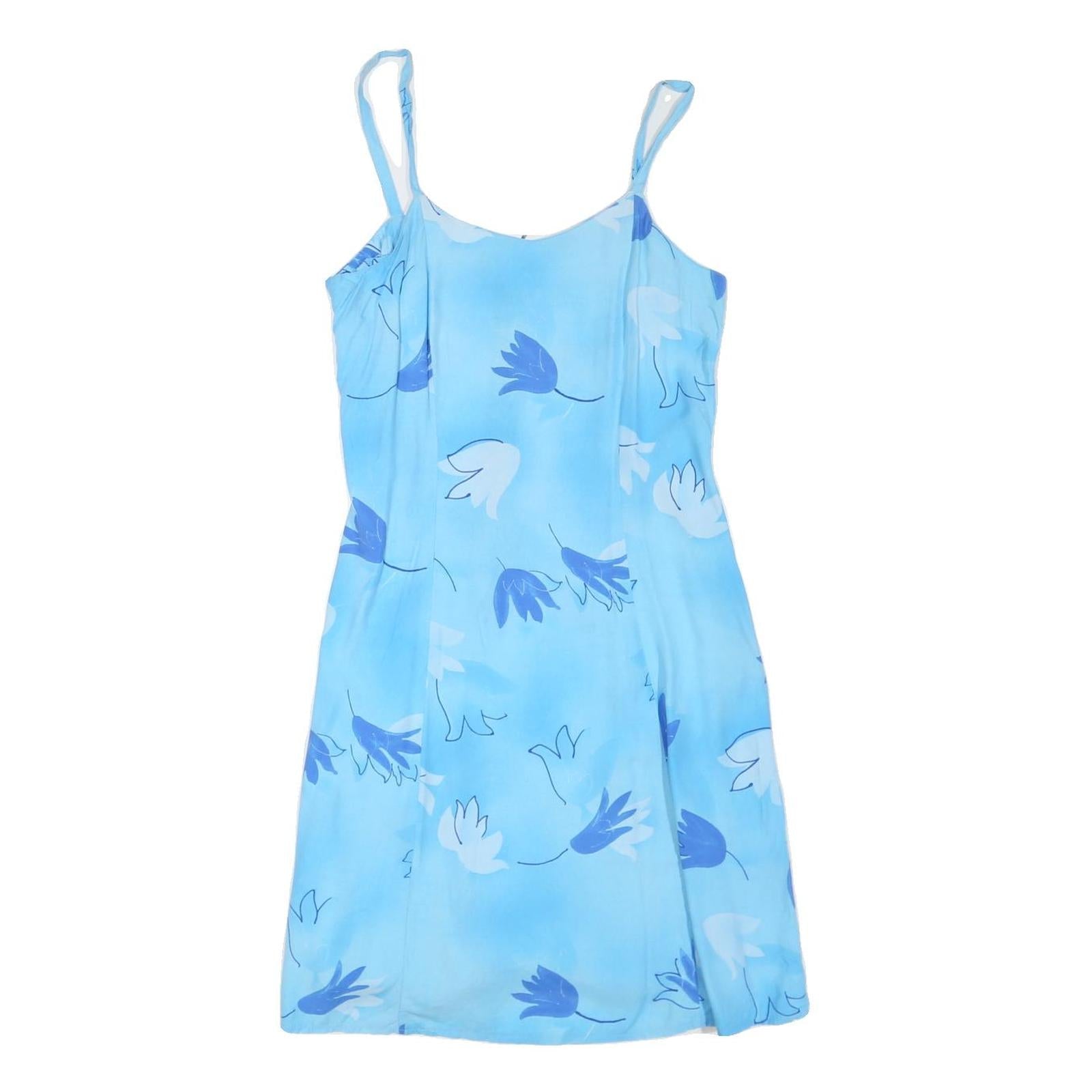 CANDA Womens Blue Floral Day Dress Polyester Blend Sleeveless Scoop Neck UK M Refurbished - N/A refurbished available on Cerqular