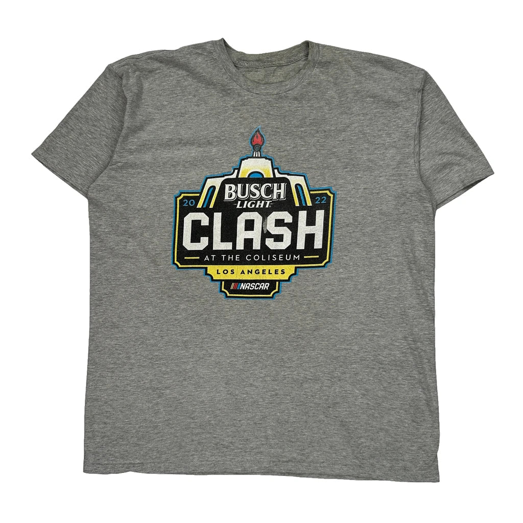 Busch Light Clash Nascar Nascar T-Shirt - Large Grey Cotton Refurbished - Thrifted (note: this is a term often used to describe second- refurbished available on Cerqular