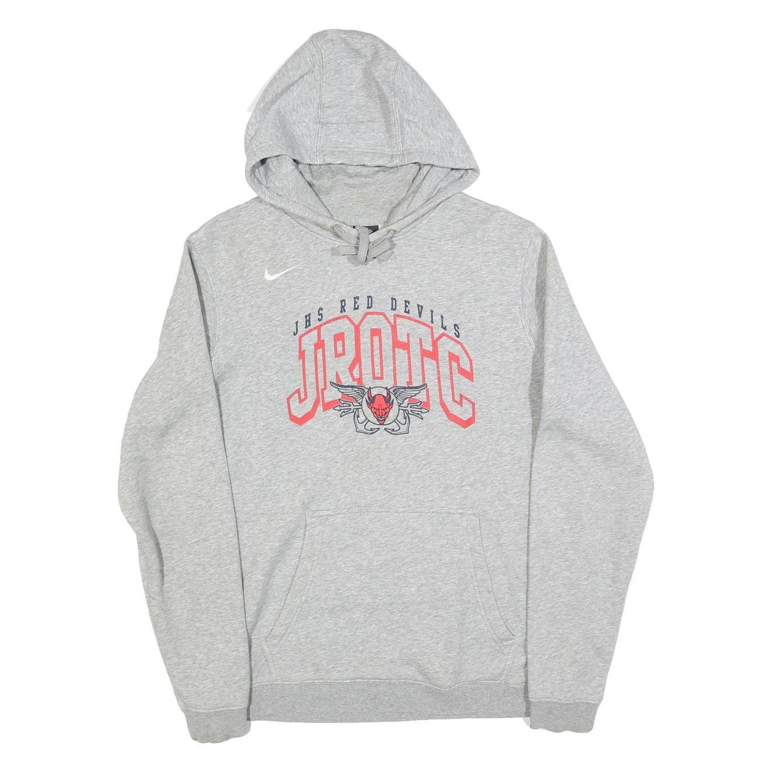 NIKE Mens Grey JHS Red Devils JROTC Pullover Hoodie M Lightweight Cotton Blend Refurbished - N/A refurbished available on Cerqular