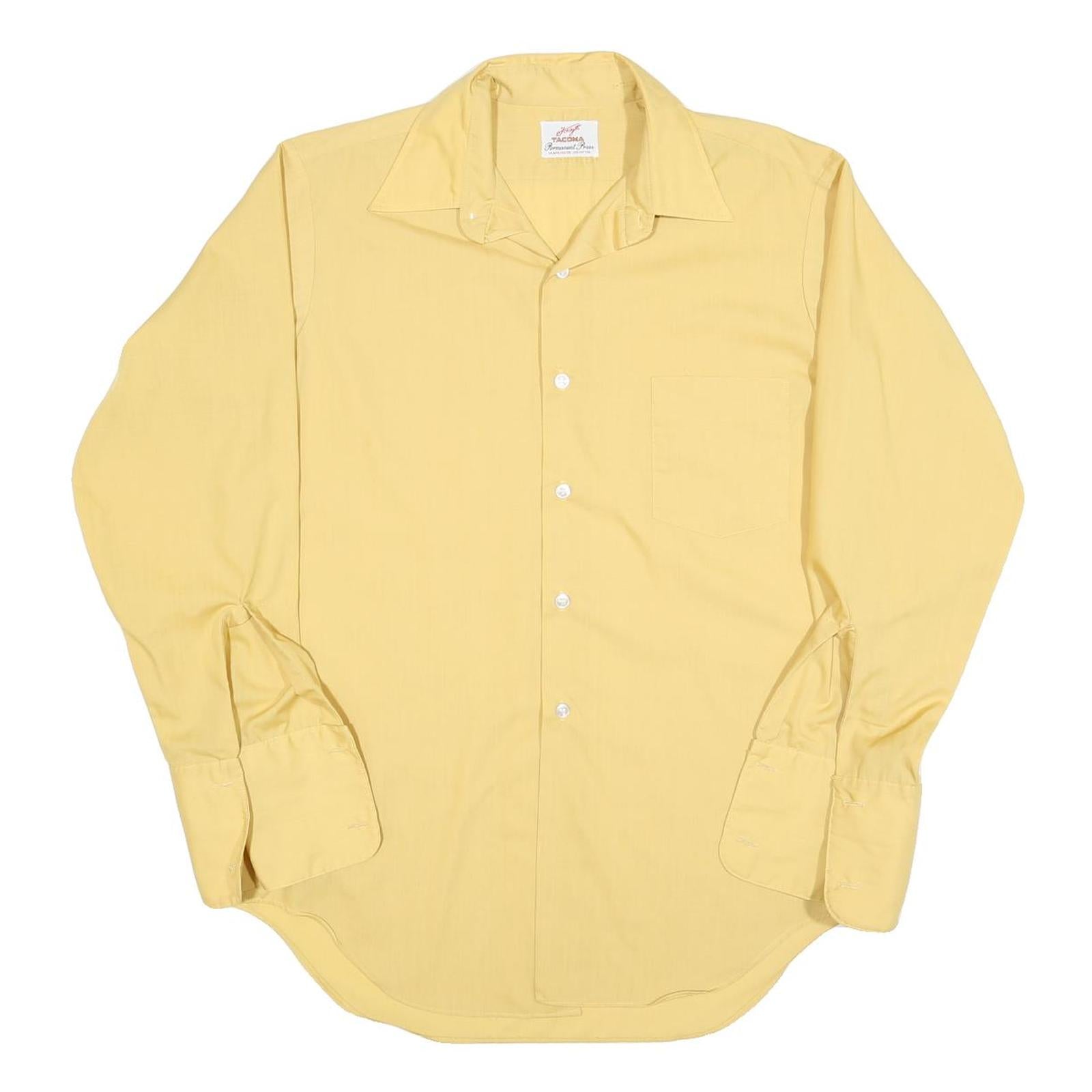 TACOMA Mens Yellow Plain Shirt L Cotton Blend Classic Fit Long Sleeve Button Refurbished - N/A refurbished available on Cerqular