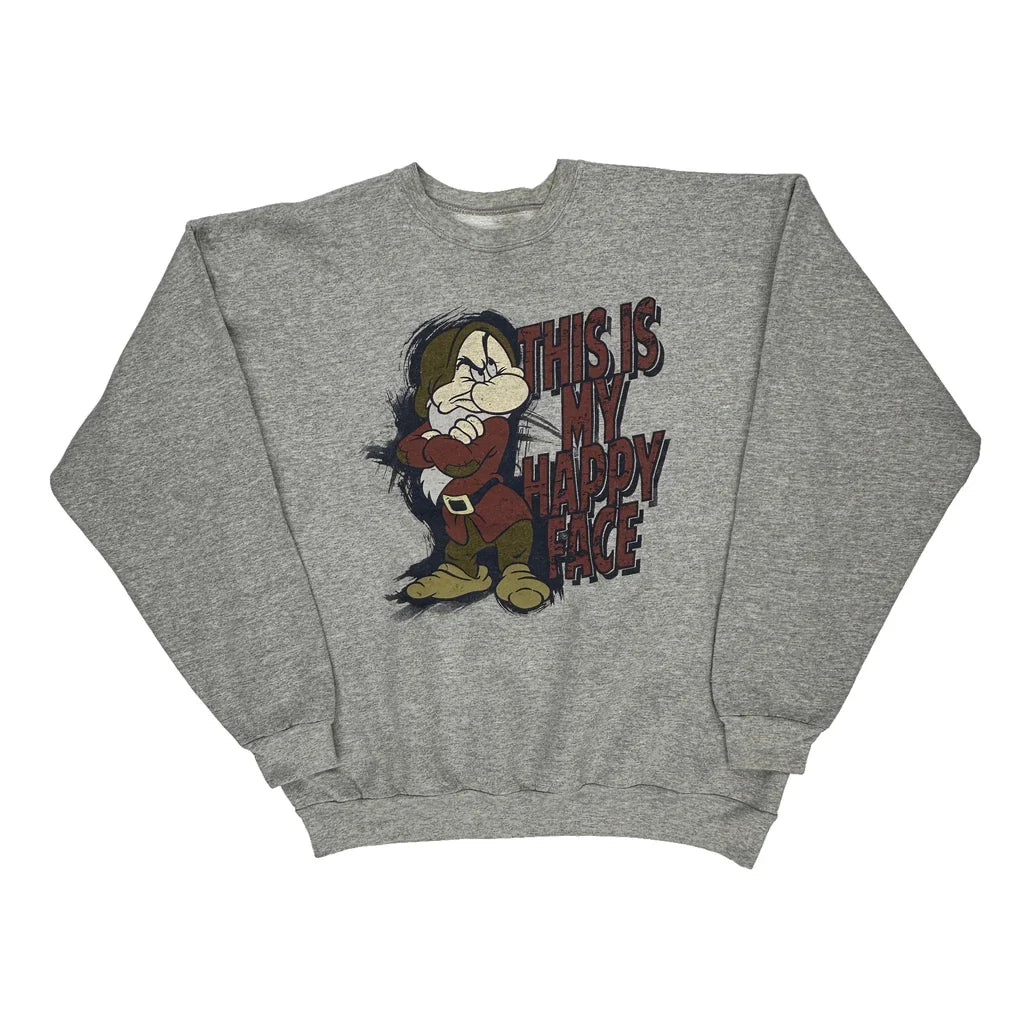 Hanes Cartoon Sweatshirt - Large Grey Cotton Blend Refurbished - Thrifted (note: this is a term often used to describe second- refurbished available on Cerqular