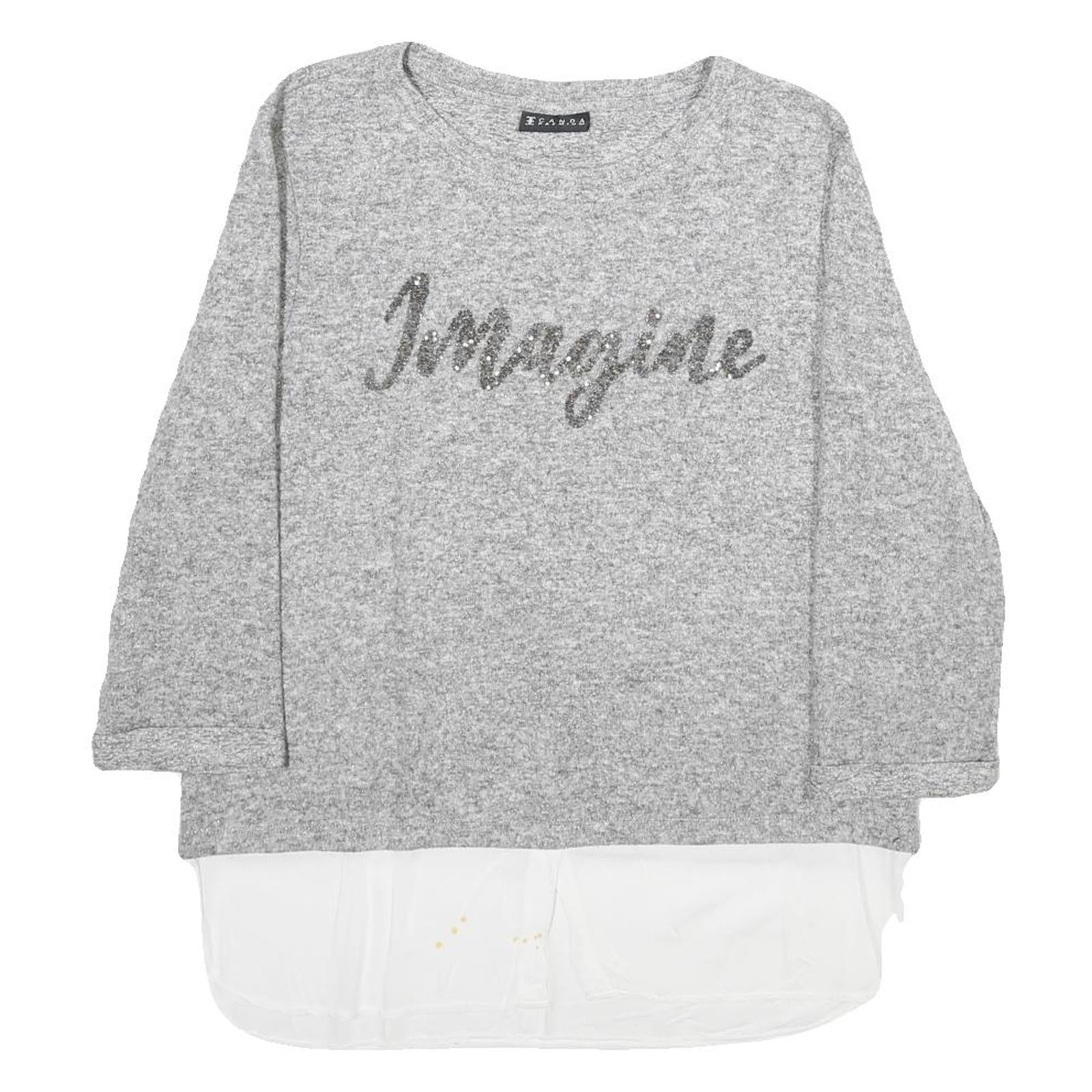 CANDA Womens Grey Jumper Plain Crew Neck Basic Knit S Fashion Casual Layered Refurbished - N/A refurbished available on Cerqular