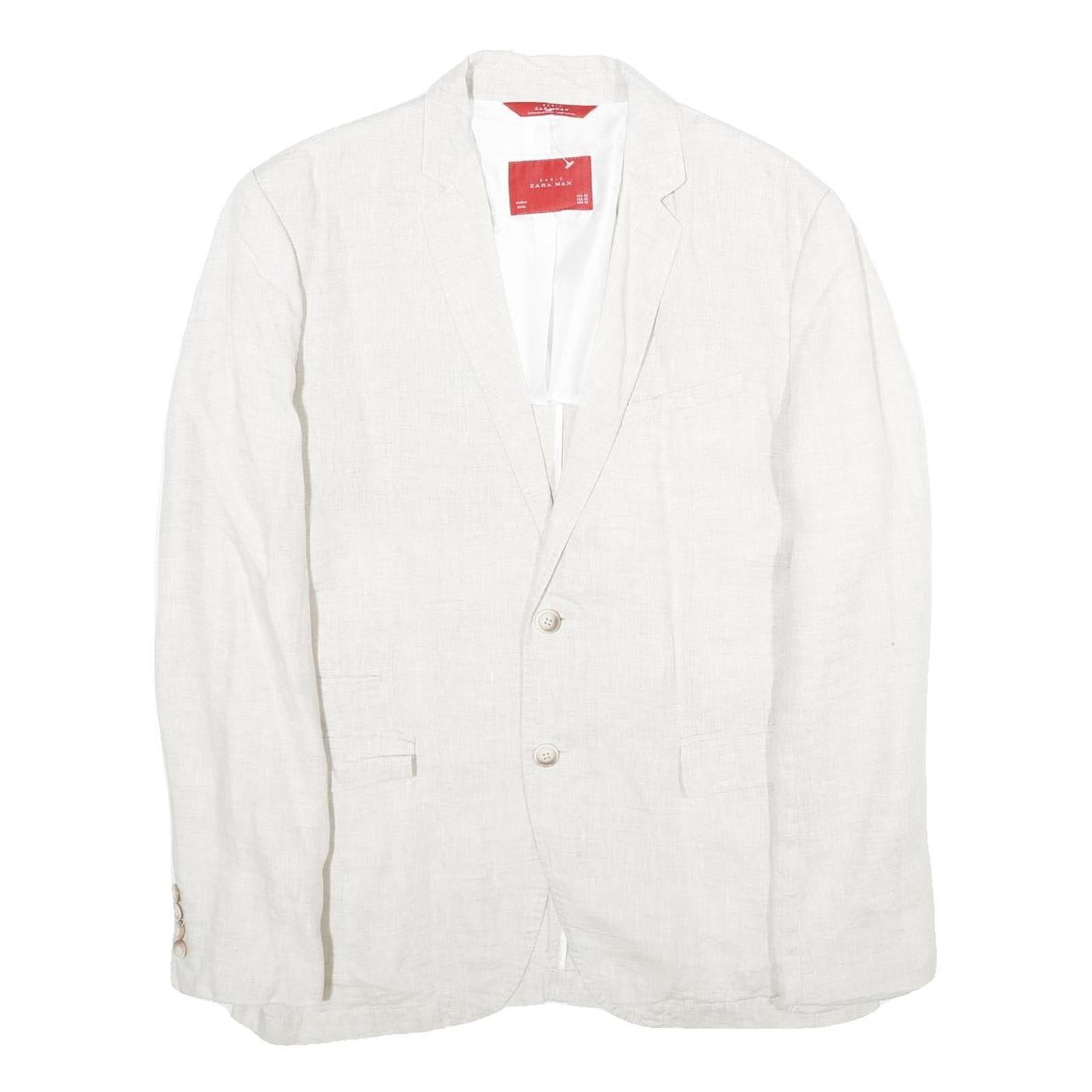 Buy ZARA Mens White Casual Jacket L Woven Button Closure Classic Blazer Linen Look Refurbished - $41.59 ZARA Mens White Casual Jacket L Woven Button Closure Classic Blazer Linen Look Refurbished - N/A refurbished available on Cerqular