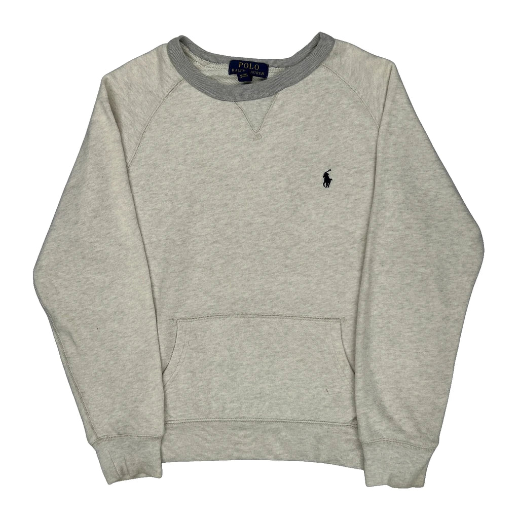 Age 10-12 Polo By Ralph Lauren Sweatshirt - Medium Grey Cotton Refurbished - Thrifted (note: this is a term often used to describe second- refurbished available on Cerqular