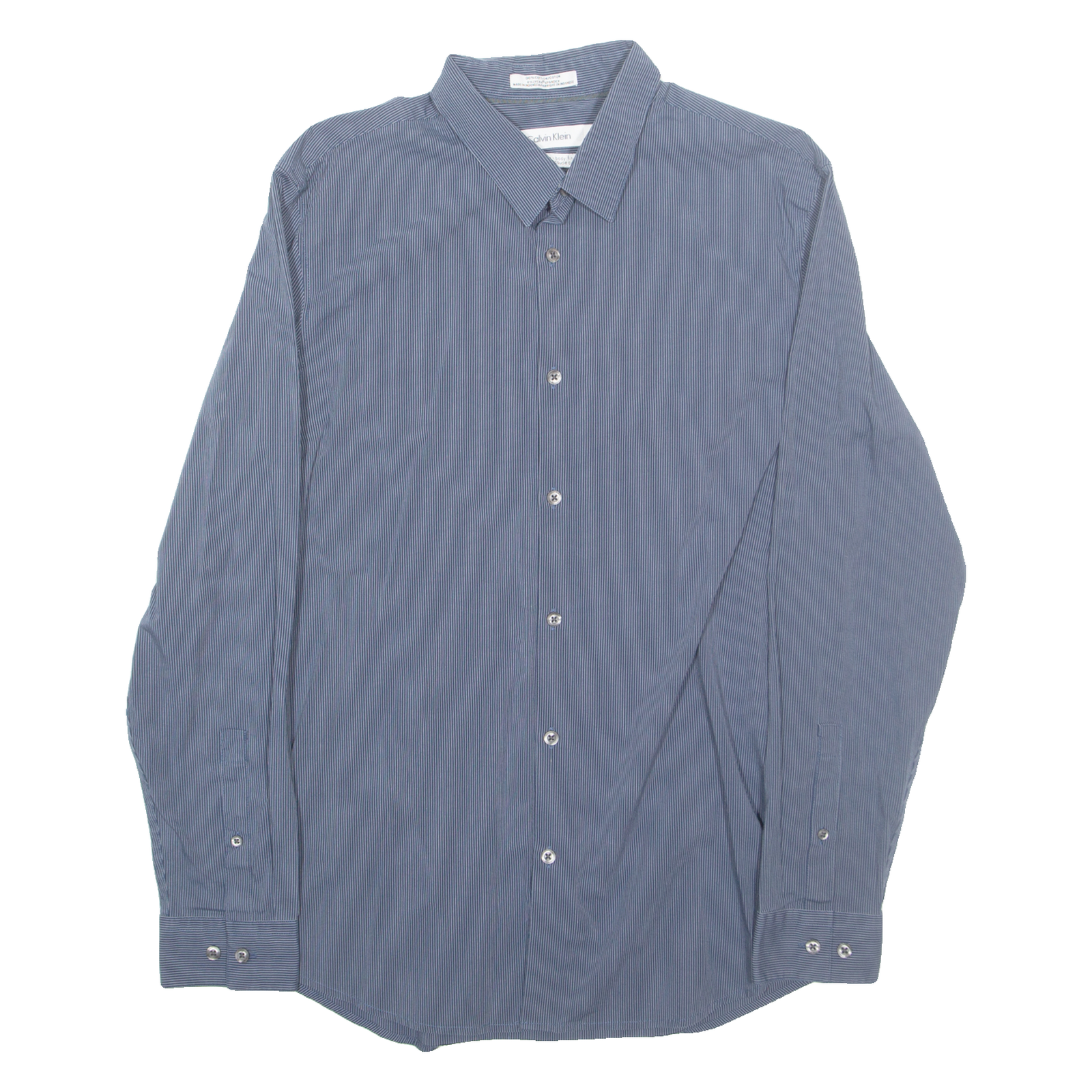 CALVIN KLEIN Mens Shirt Blue Striped Long Sleeve M Refurbished - N/A refurbished available on Cerqular